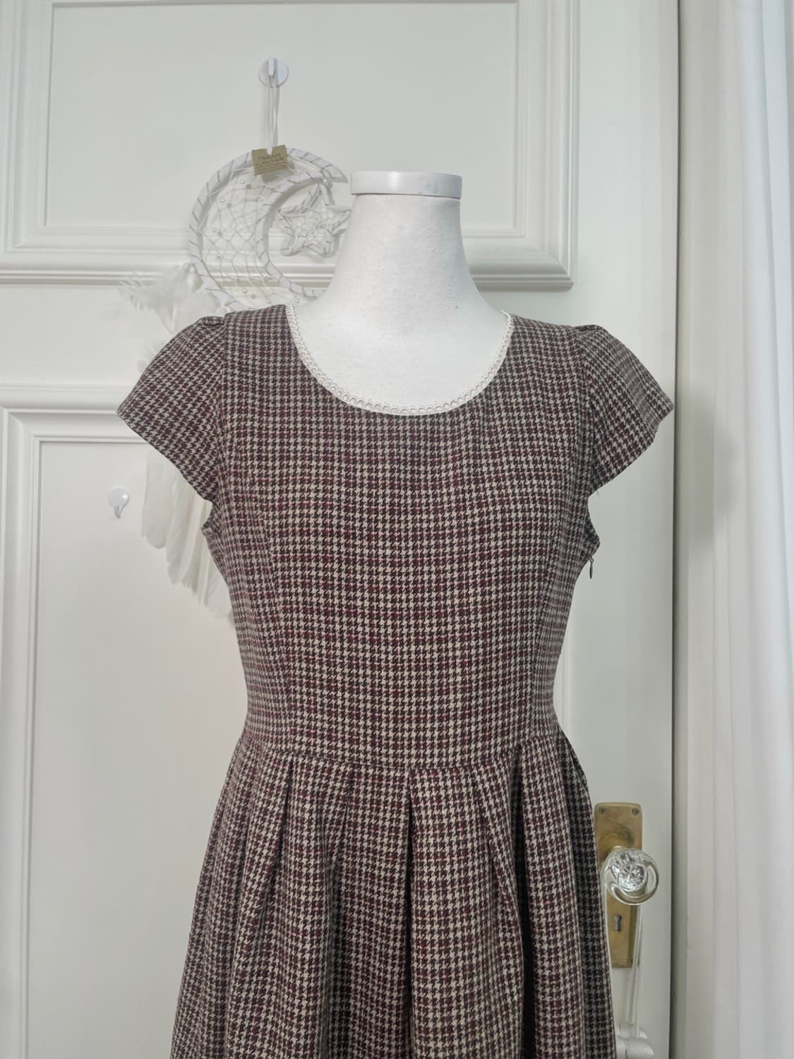 LEST ROSE brown red check pleats lovely 상품이미지5