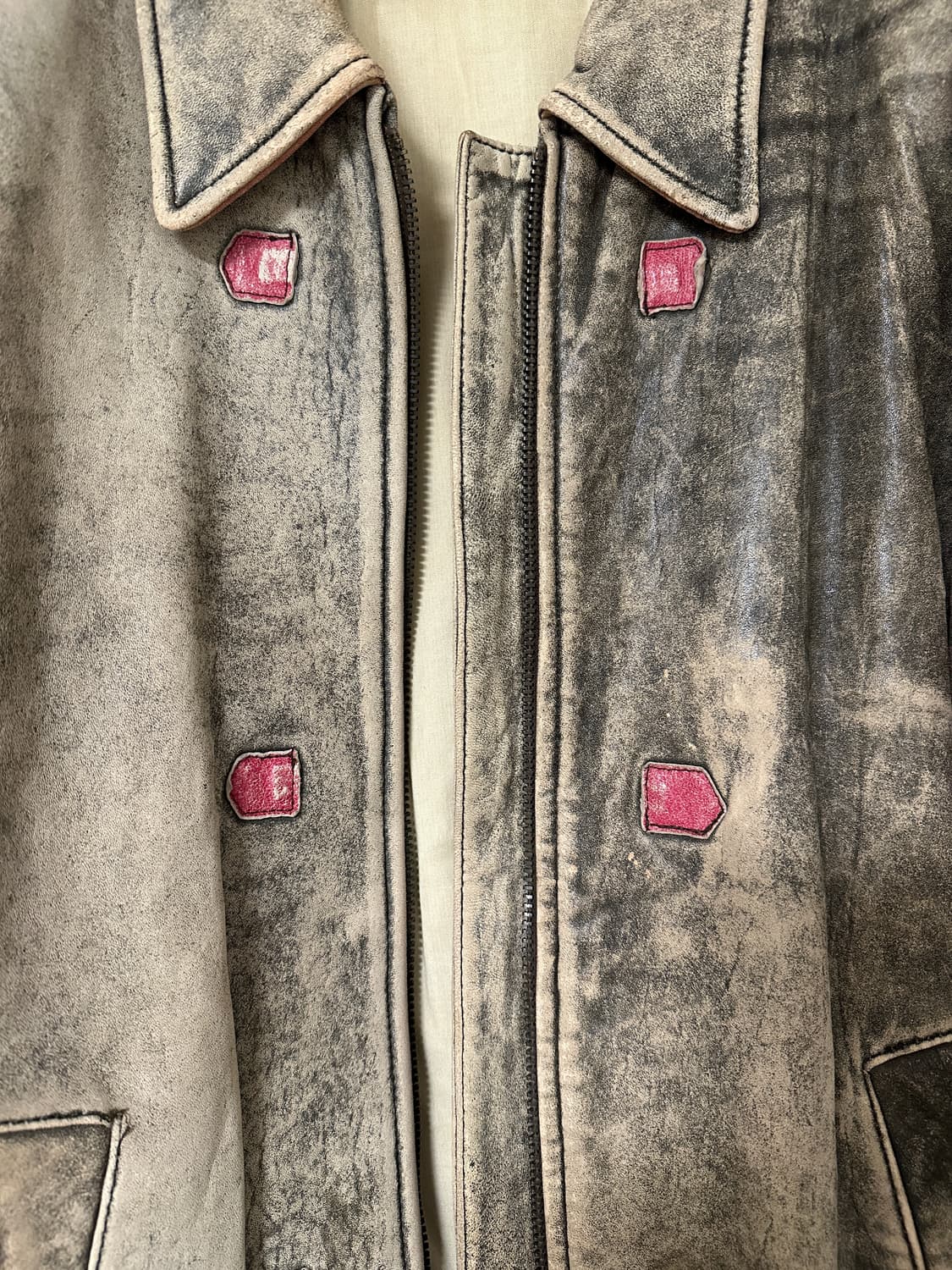 빈티지 투컬러 가죽자켓 상품이미지7