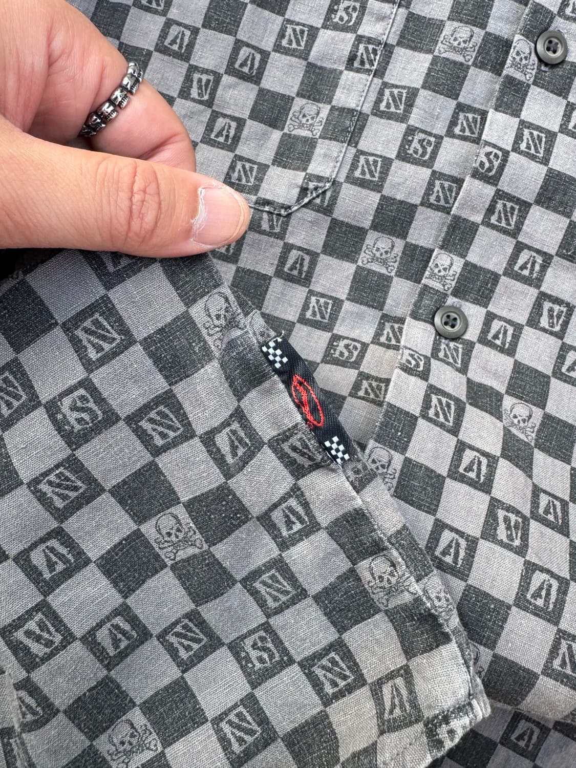 반스 스컬 체커보드 반팔 셔츠  상품이미지7