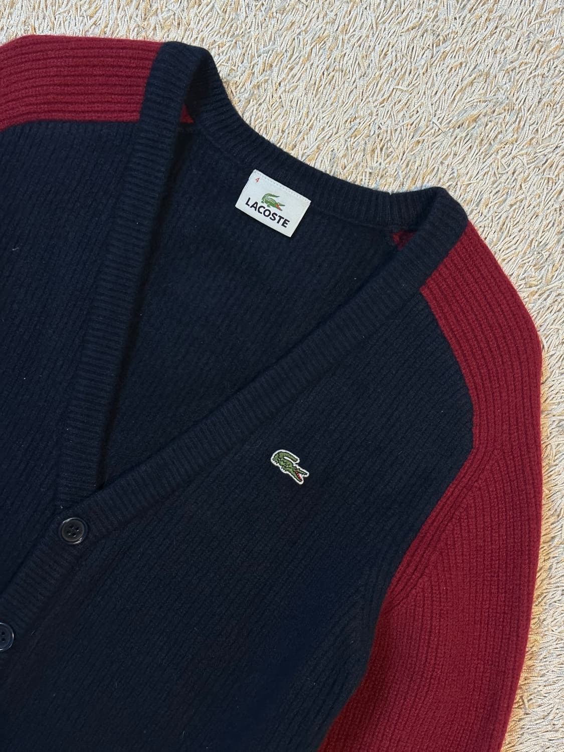 라코스테 LACOSTE 브이넥 배색 울 가디건 상품이미지2