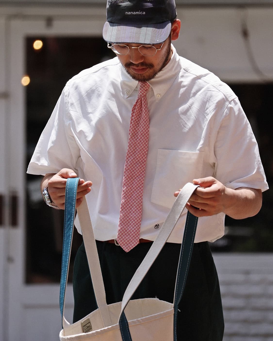 나나미카 버튼 다운 윈드 반팔 셔츠 화이트 M사이즈 상품이미지7