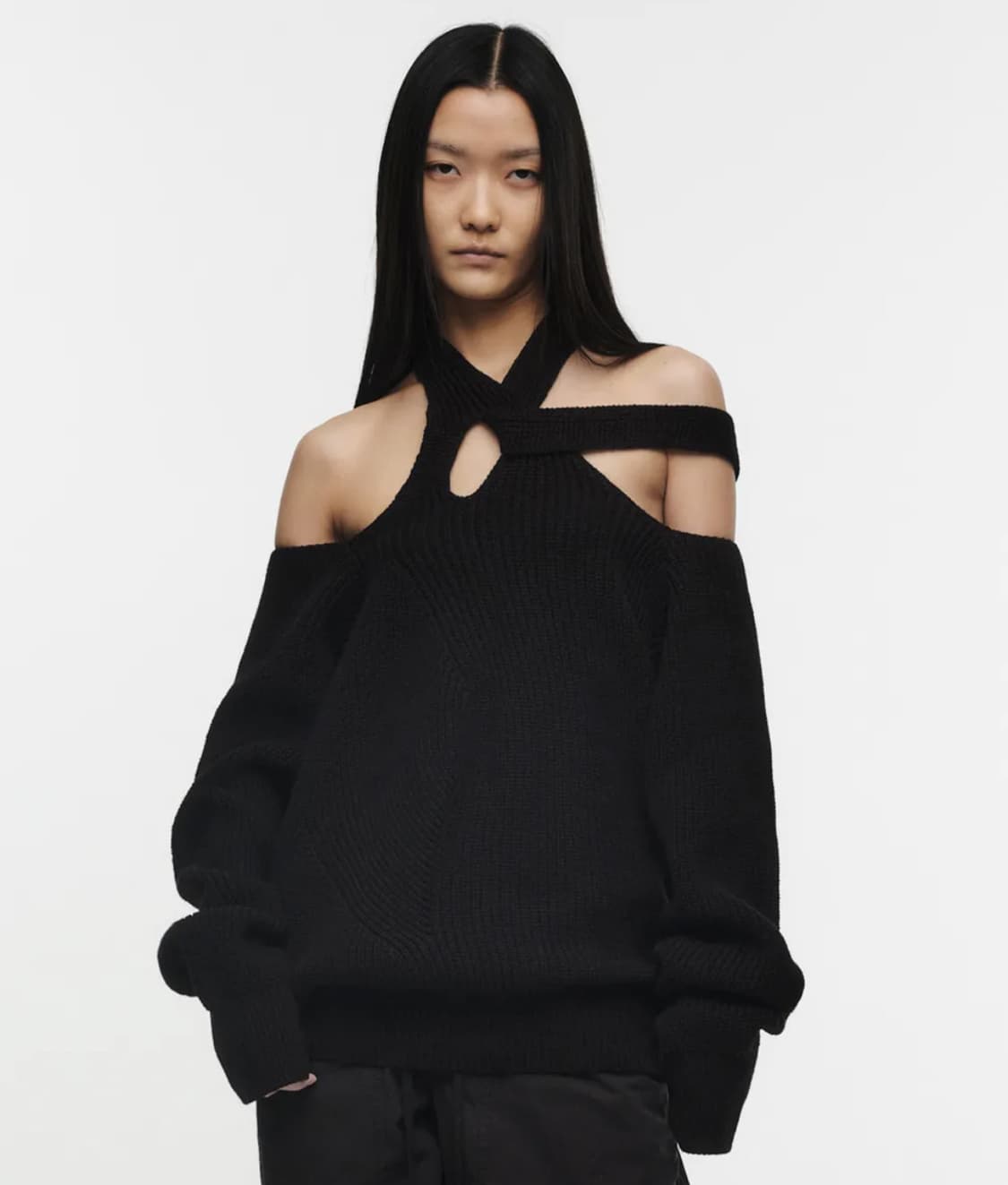 (새상품) nache 스트랩 니트 /블랙2사이즈 상품이미지1