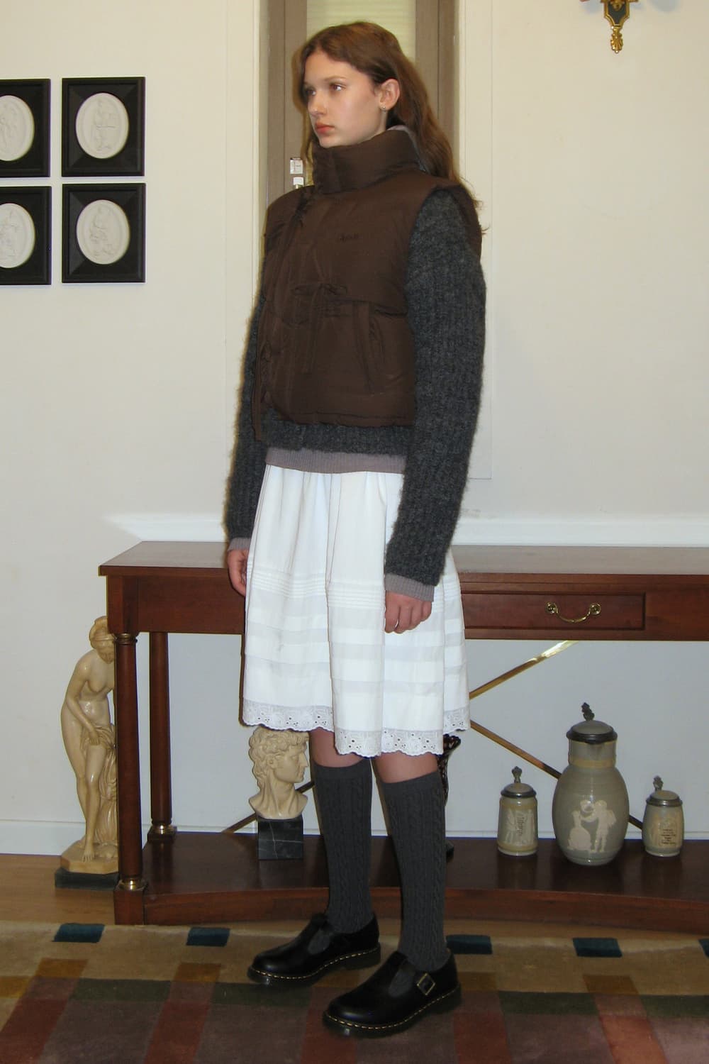 Sinoon ribbon detail puffer vest 상품이미지2