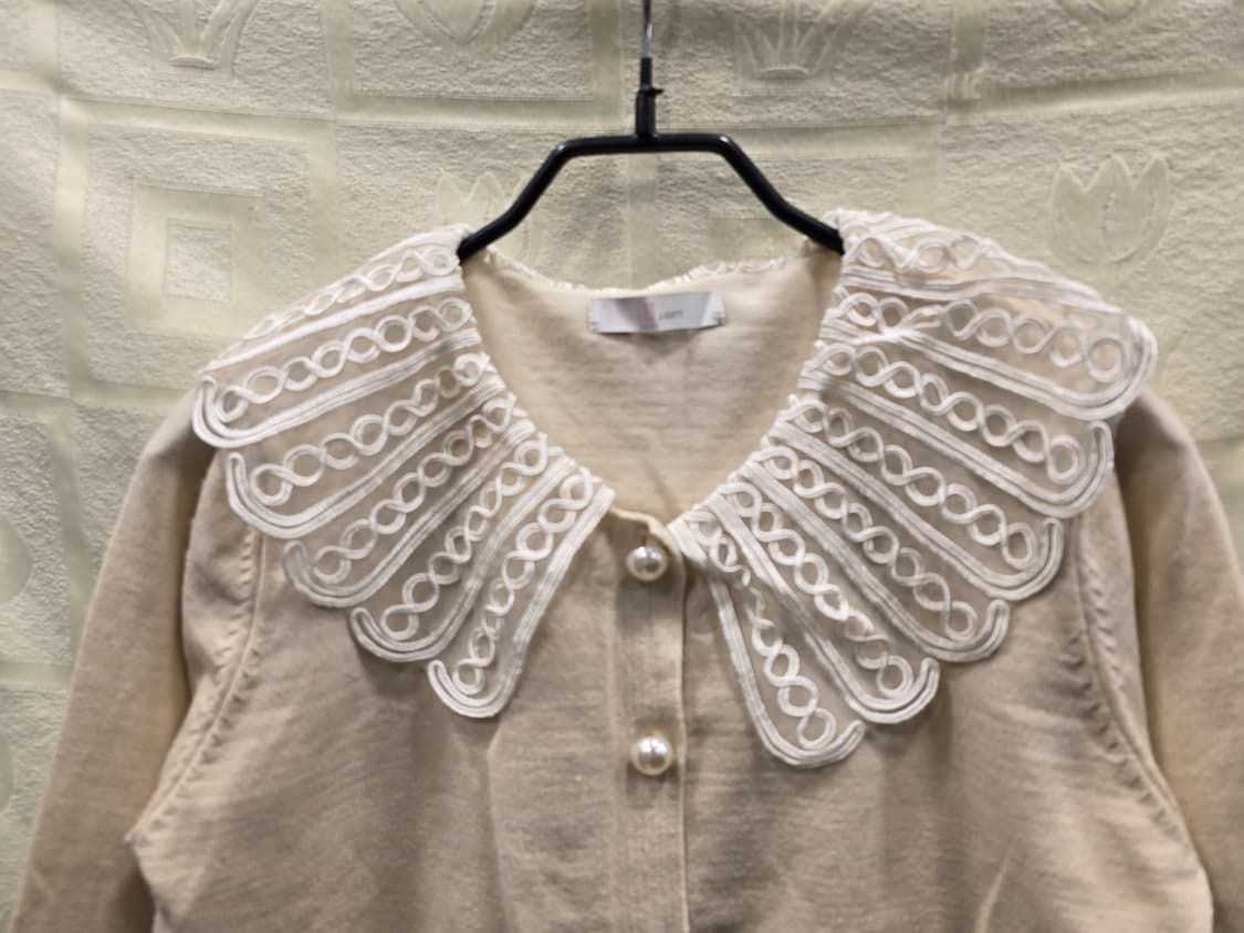 지고트 JIGOTT 레이스 카라 가디건 겸 니트티 S 상품이미지2