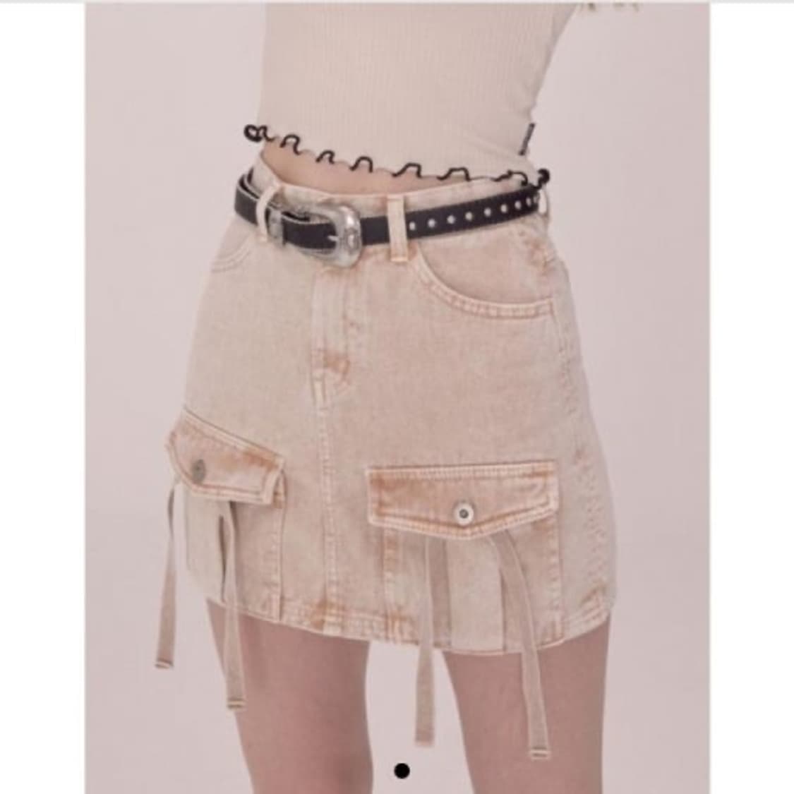 스컬프터 워싱 카고 스커트 핑크베이지 M 상품이미지3