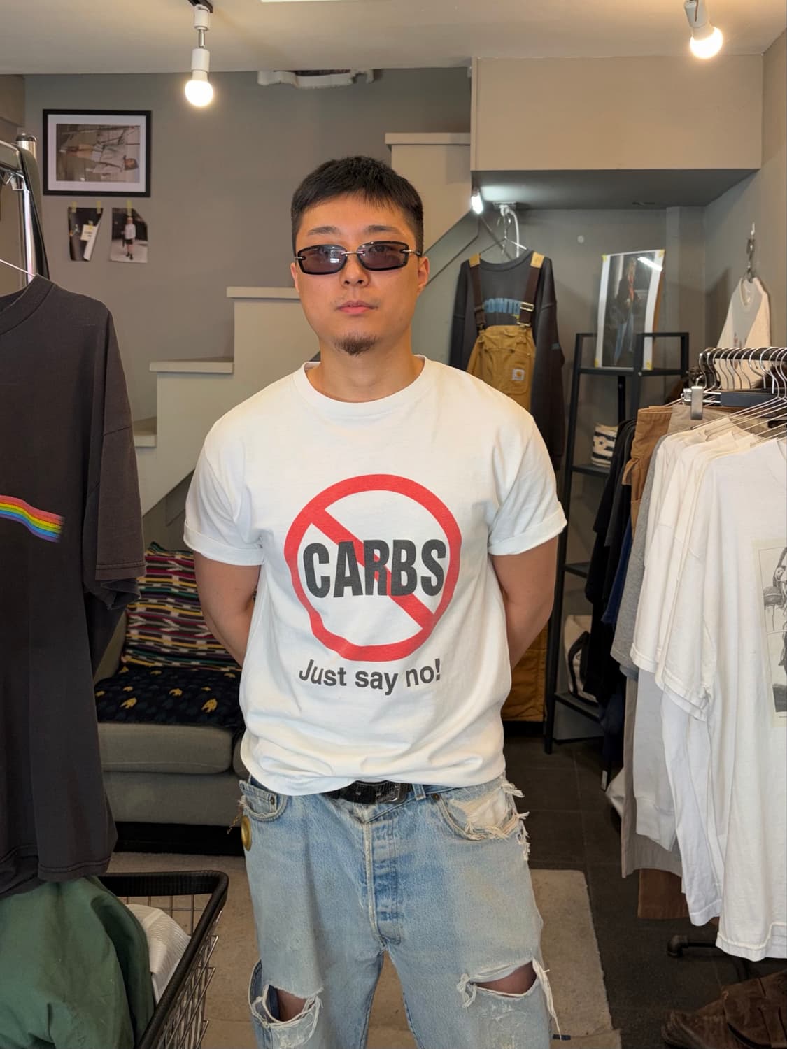 00‘s Carbs Just say no! Parody T-shirt 상품이미지4