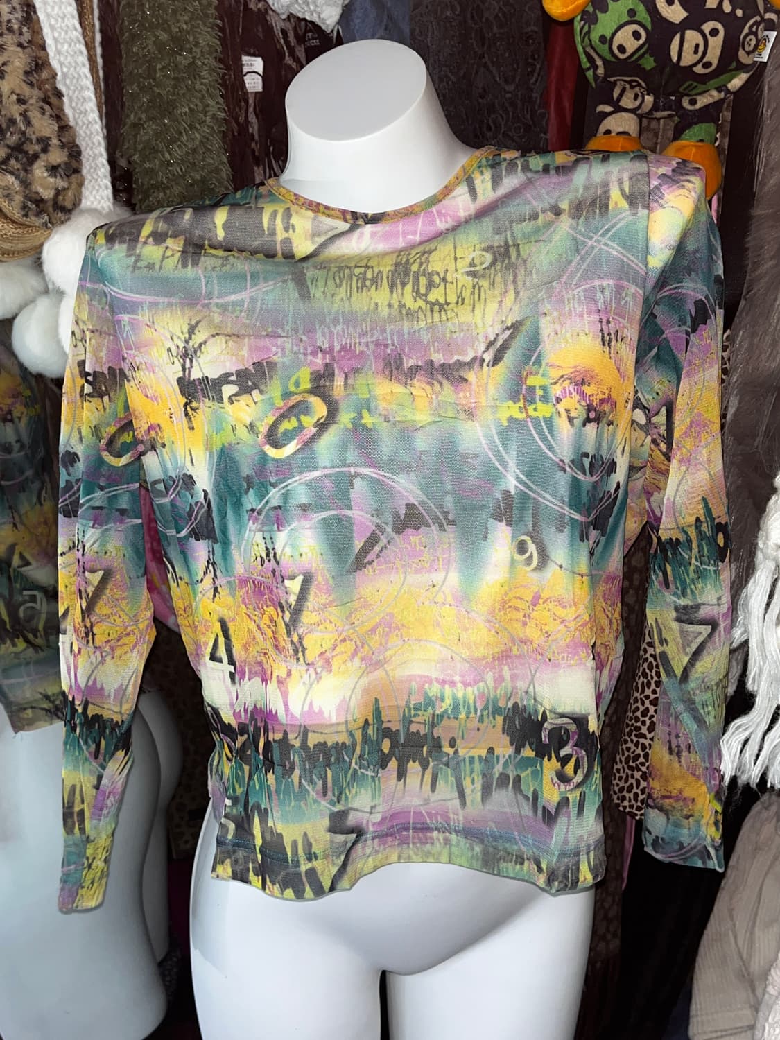 y2k 프린팅 시스루 탑 상품이미지1