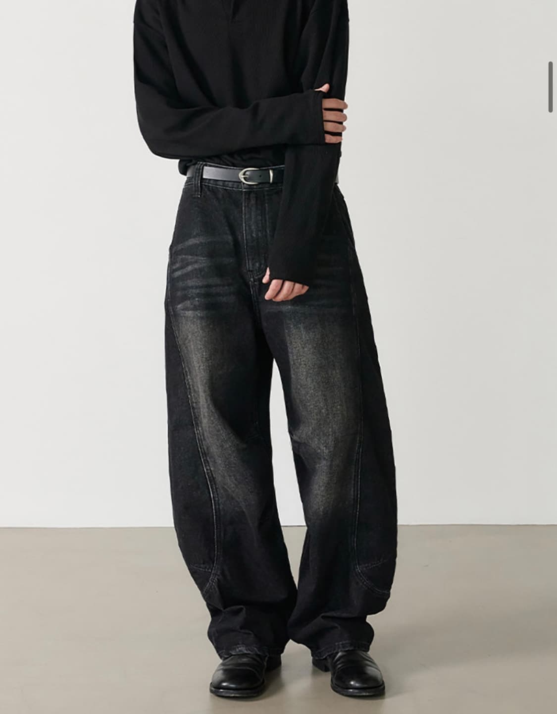 노운 curved denim pants (black) 상품이미지2
