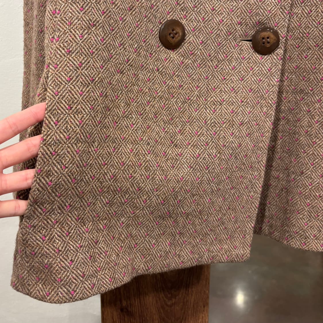 Pierre Cardin 피에르가르뎅 핑크 도트 브라운 울 더블 자켓 상품이미지5