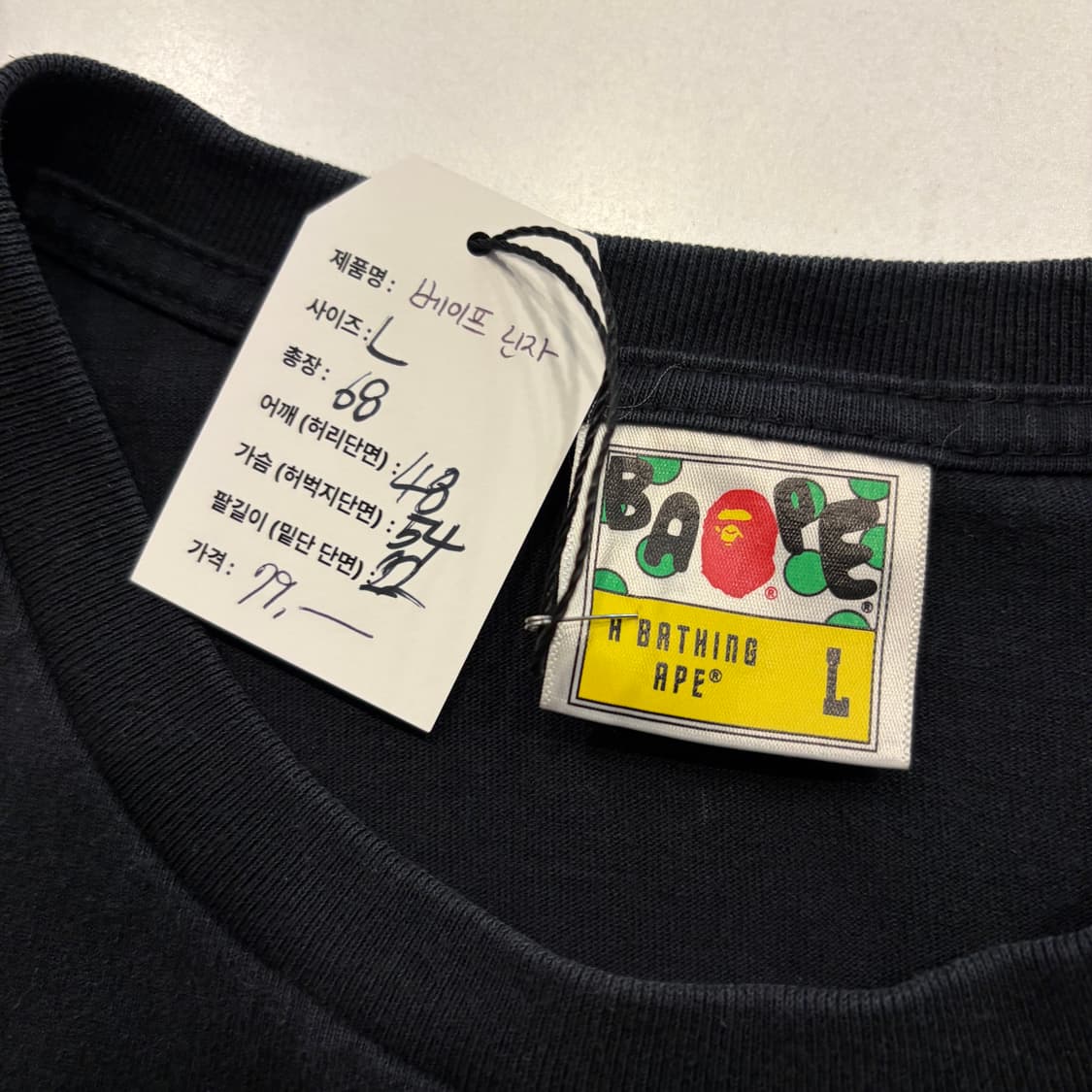 [L] BAPE 베이프 닌자 블랙 반팔 티셔츠 D863 상품이미지5