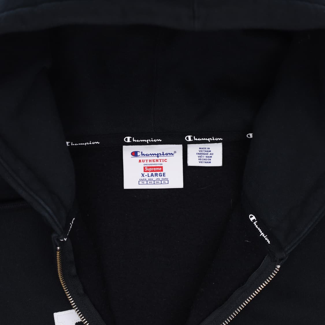 XL 슈프림 챔피온 후드 집업 블랙 N7458 상품이미지4