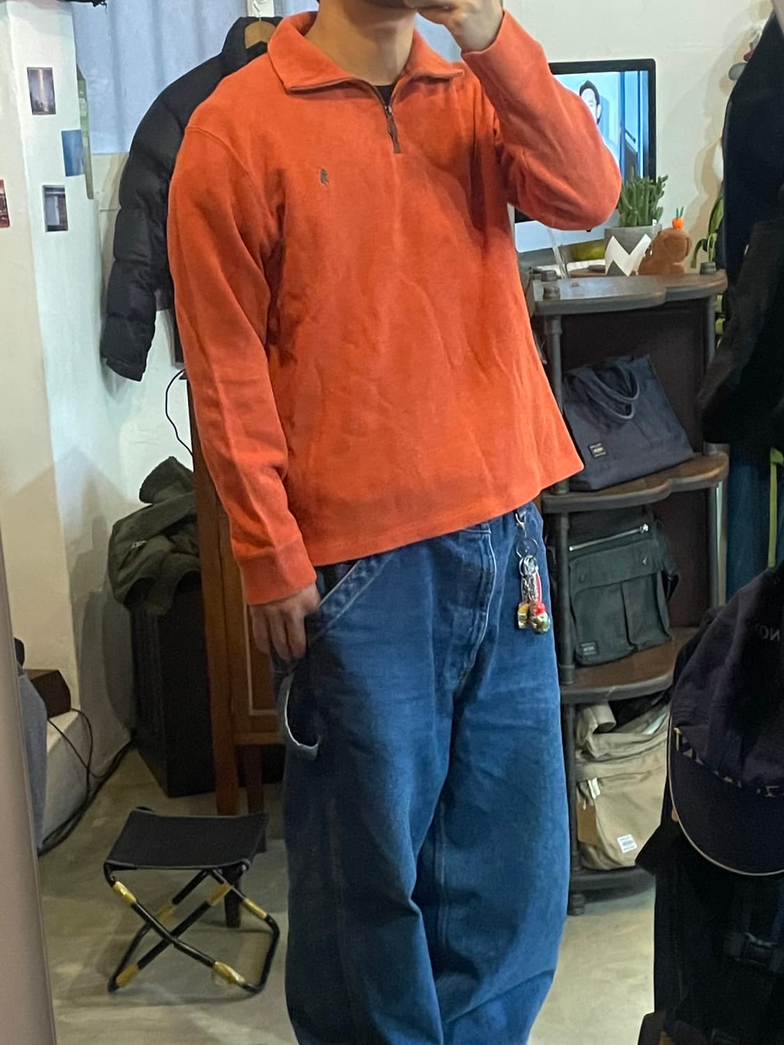 폴로 오렌지 반집업 니트 XL 상품이미지2