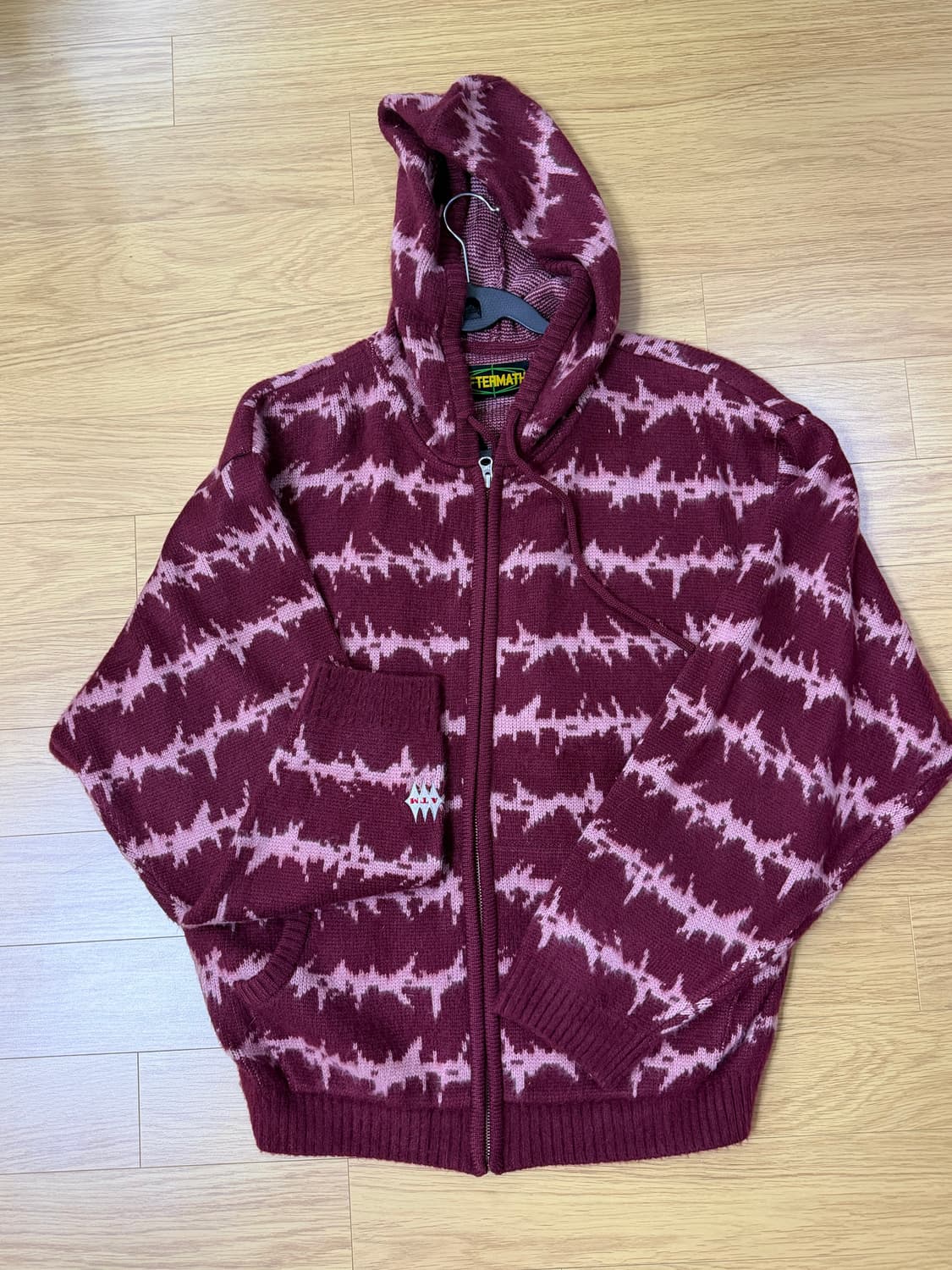 애프터매스 모헤어 니트 집업 버건디 M  상품이미지1