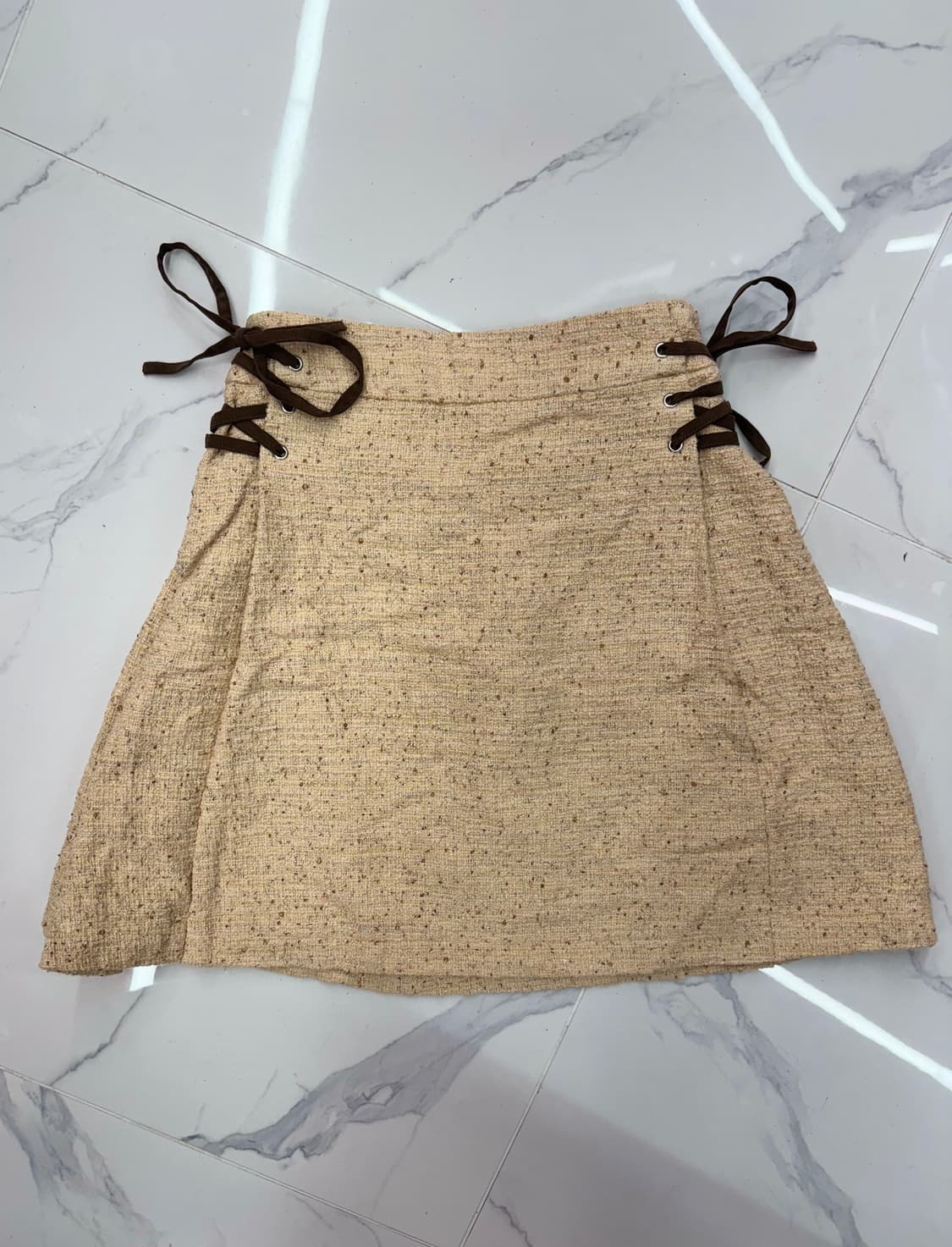 •Japanese vintage 트위드 스커트 레이스업 미니스커트 상품이미지1