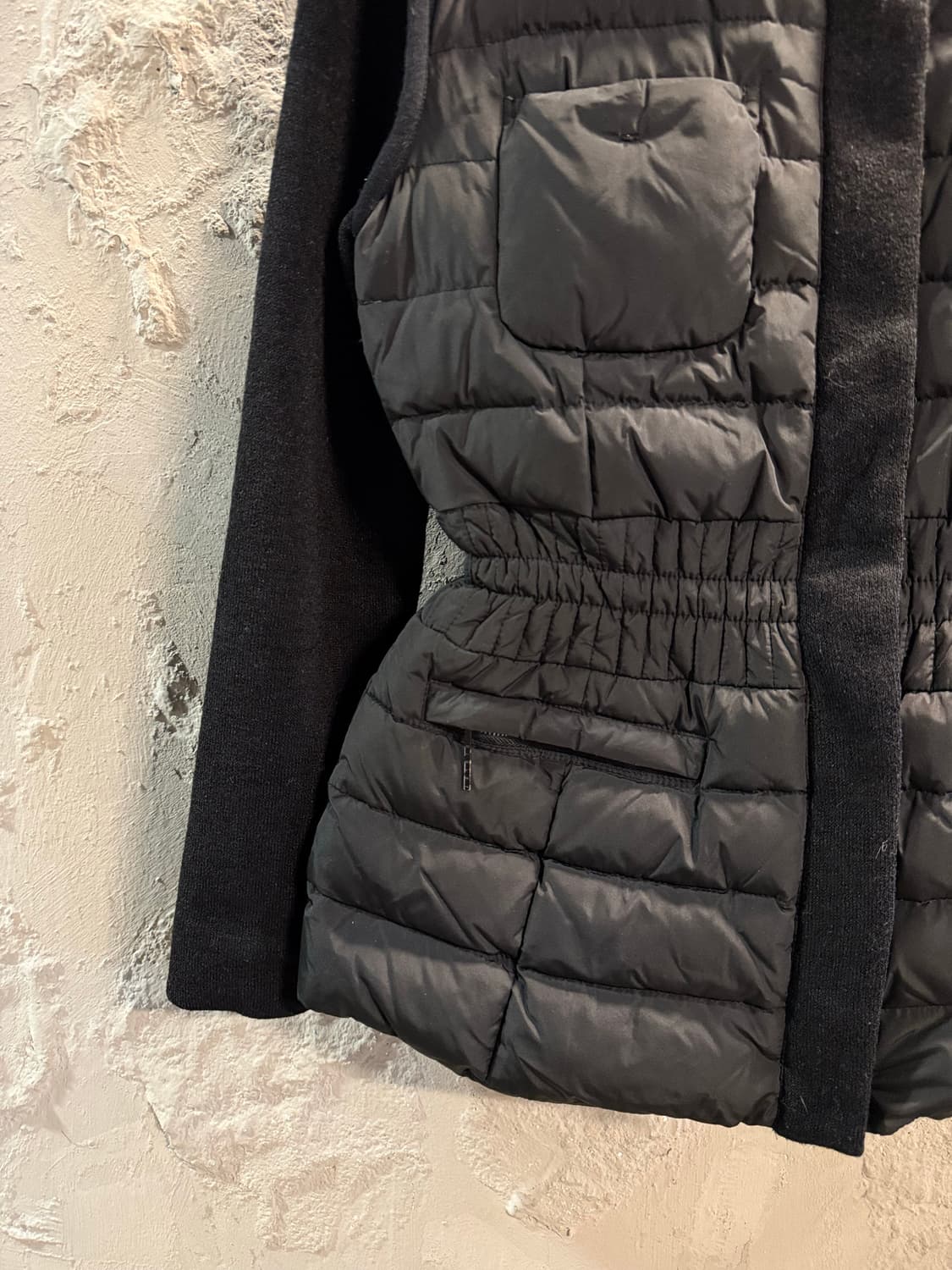 42 시슬리 SISLEY 퀼팅 덕다운 배색 패딩 자켓 블랙 상품이미지2