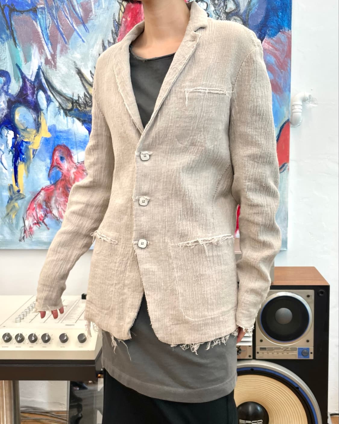 [S] 트랜짓 로우엣지 코튼 린넨 테일러드 자켓 상품이미지2
