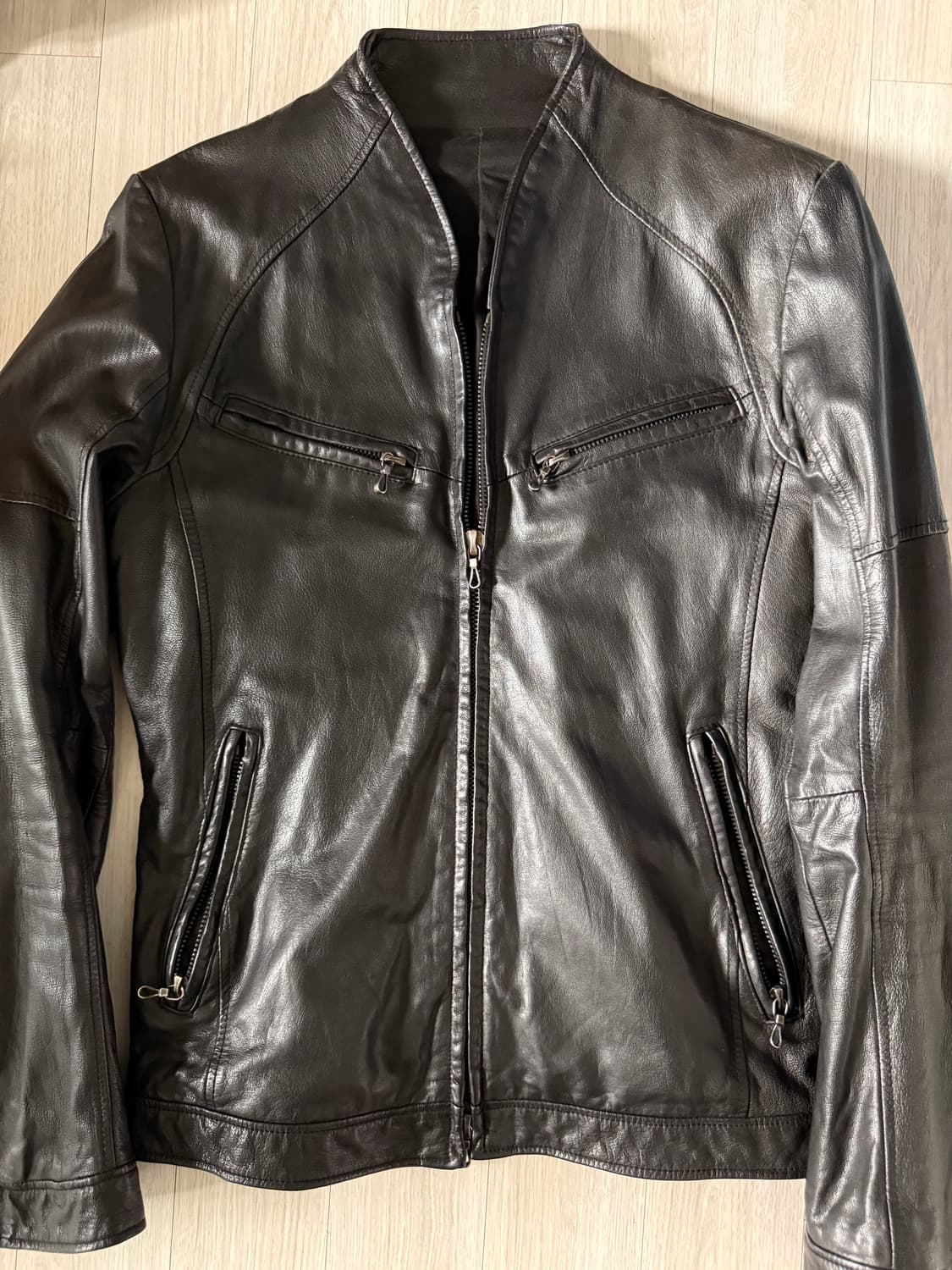 Shellac Goat Leather Stand Collar Jacket 상품이미지5