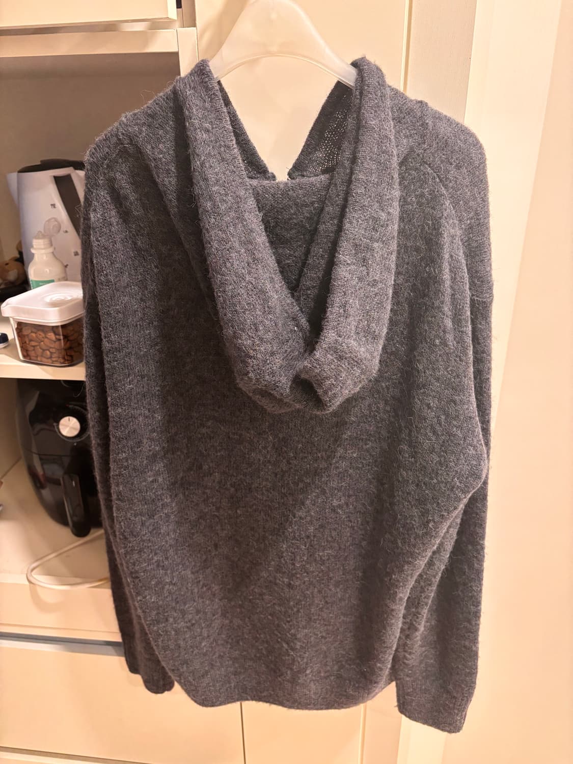 [L]니틀리 베이비 알파카 후드 집업 포켓 가디건 차콜 상품이미지4