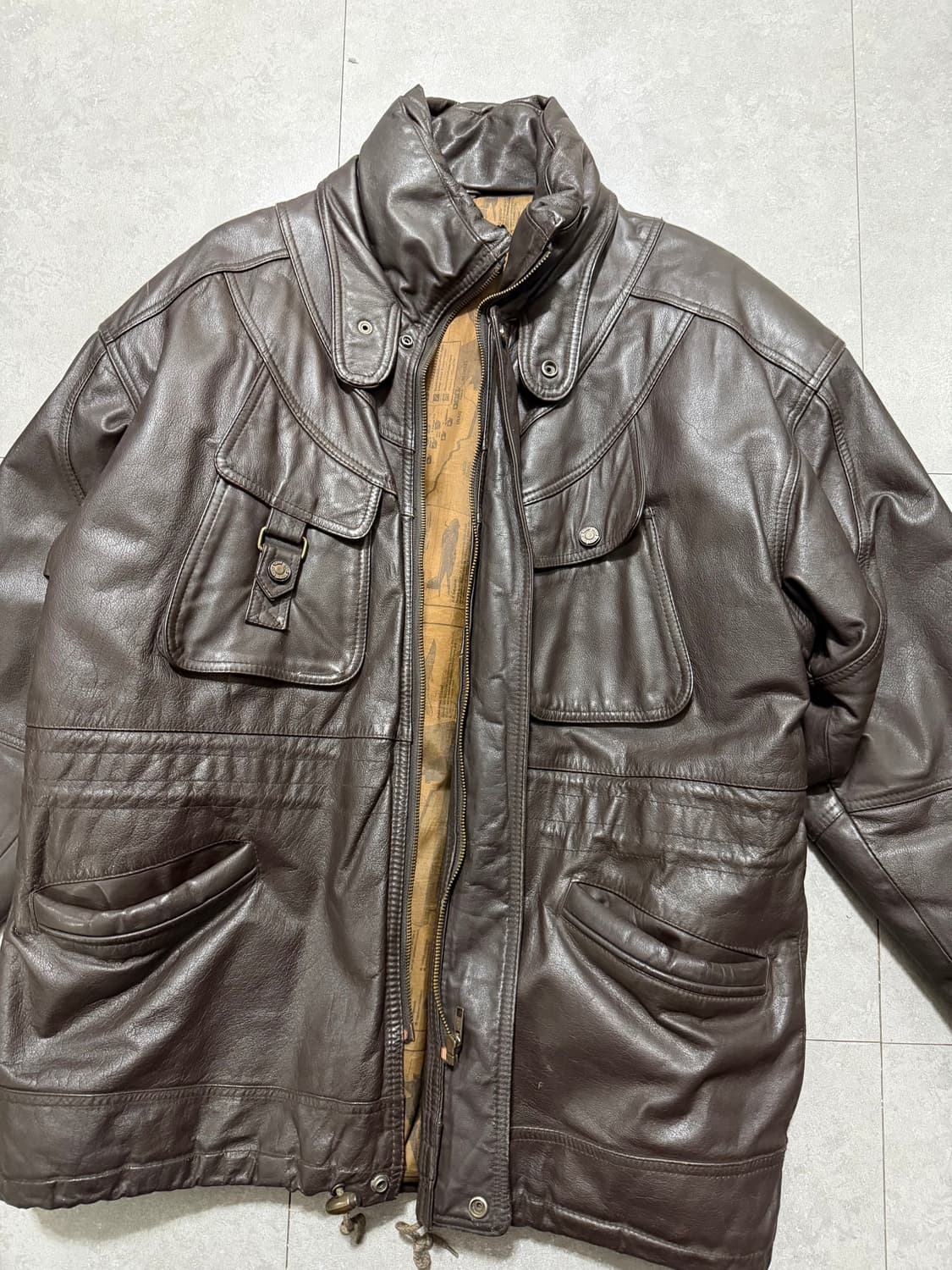  90s   브라운 컬러  소가죽   빈티지  헌팅    자켓  105s 상품이미지7