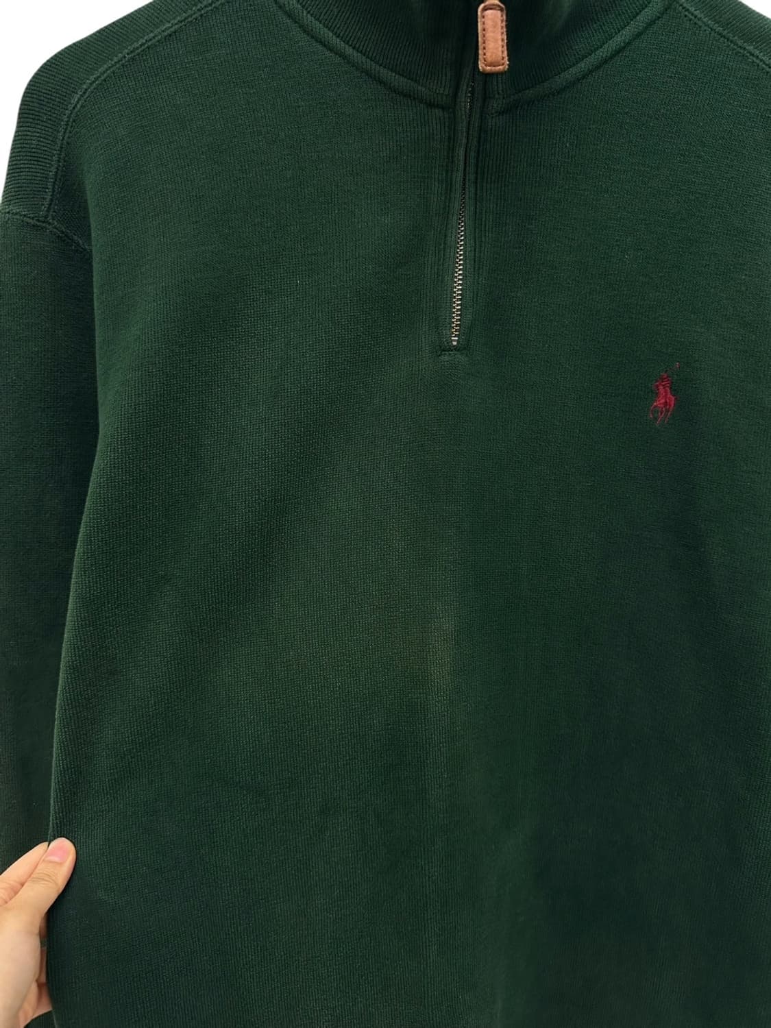폴로 반집업 니트 그린 (M) 상품이미지5