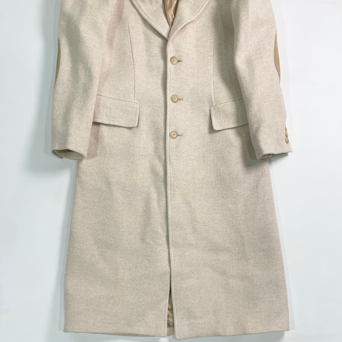 폴로 랄프로렌 우먼스 아이보리 헤링본 울 코트 상품이미지4