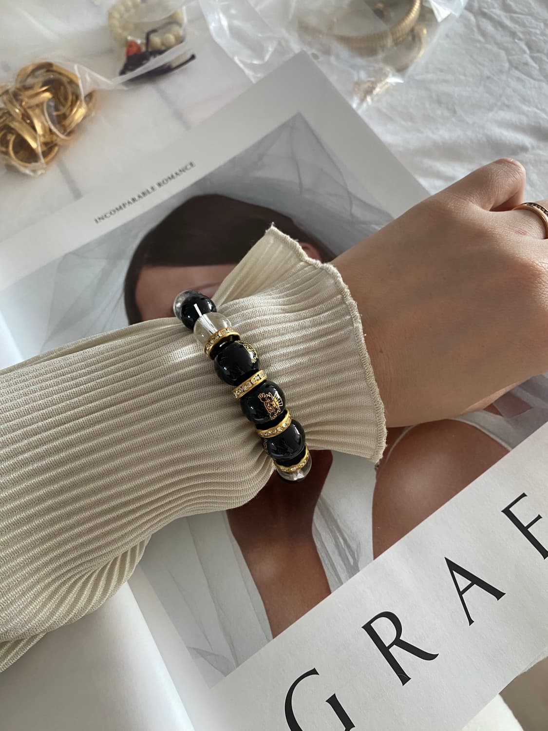 블랙 크레스탈 비즈 팔찌 상품이미지3