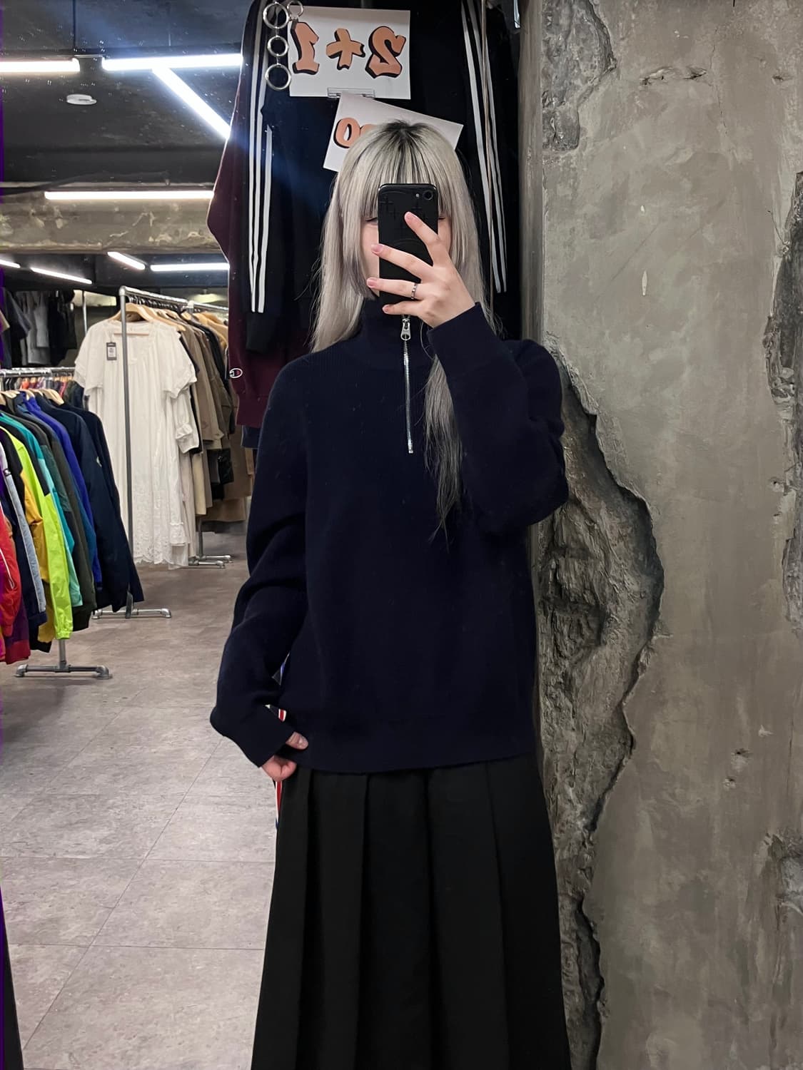 빈티지 반집업 스웨터 네이비 M  #csz3700 상품이미지2