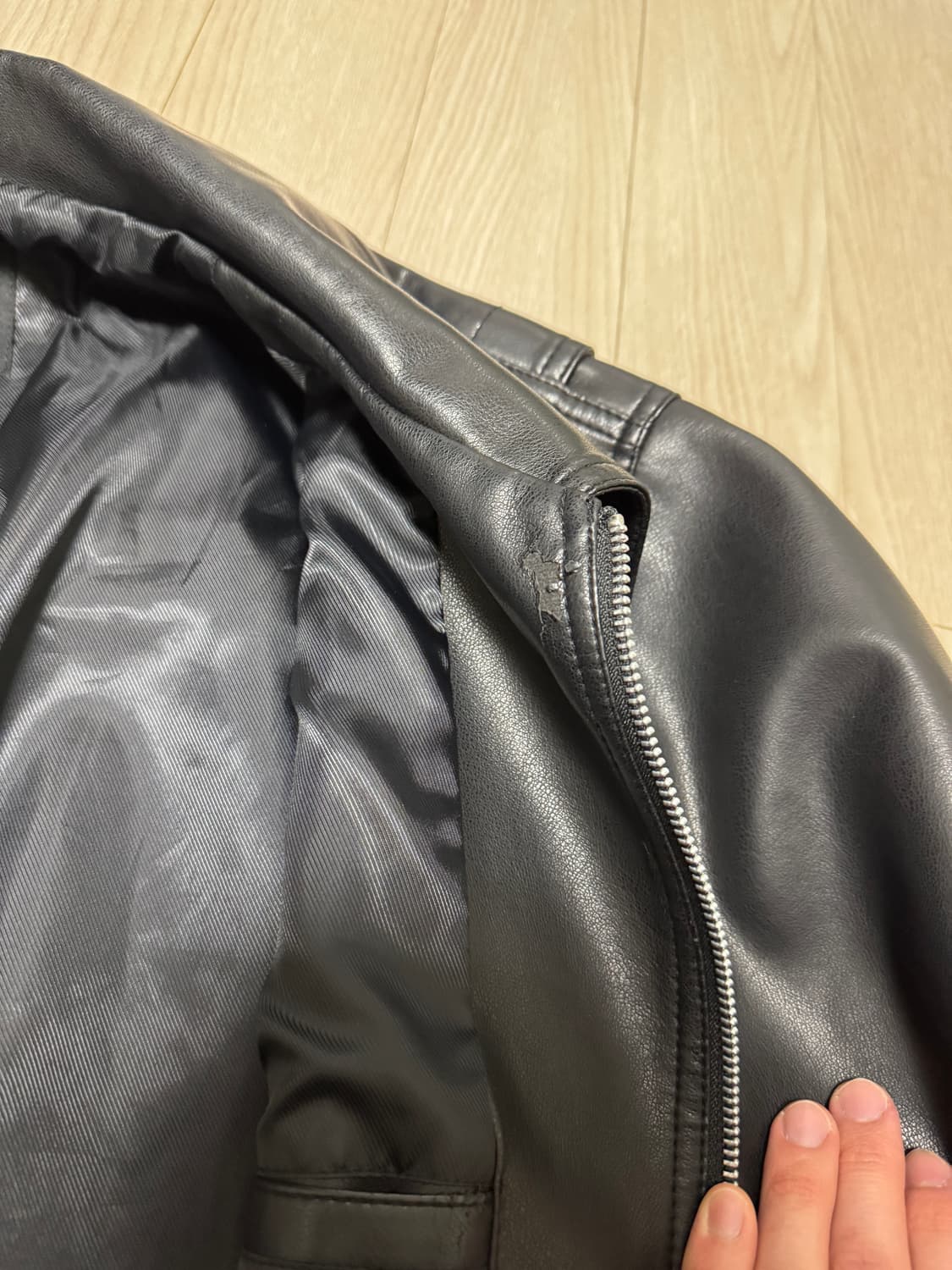 도프제이슨 오버핏 비건레더 보머 가죽자켓(L) 상품이미지10