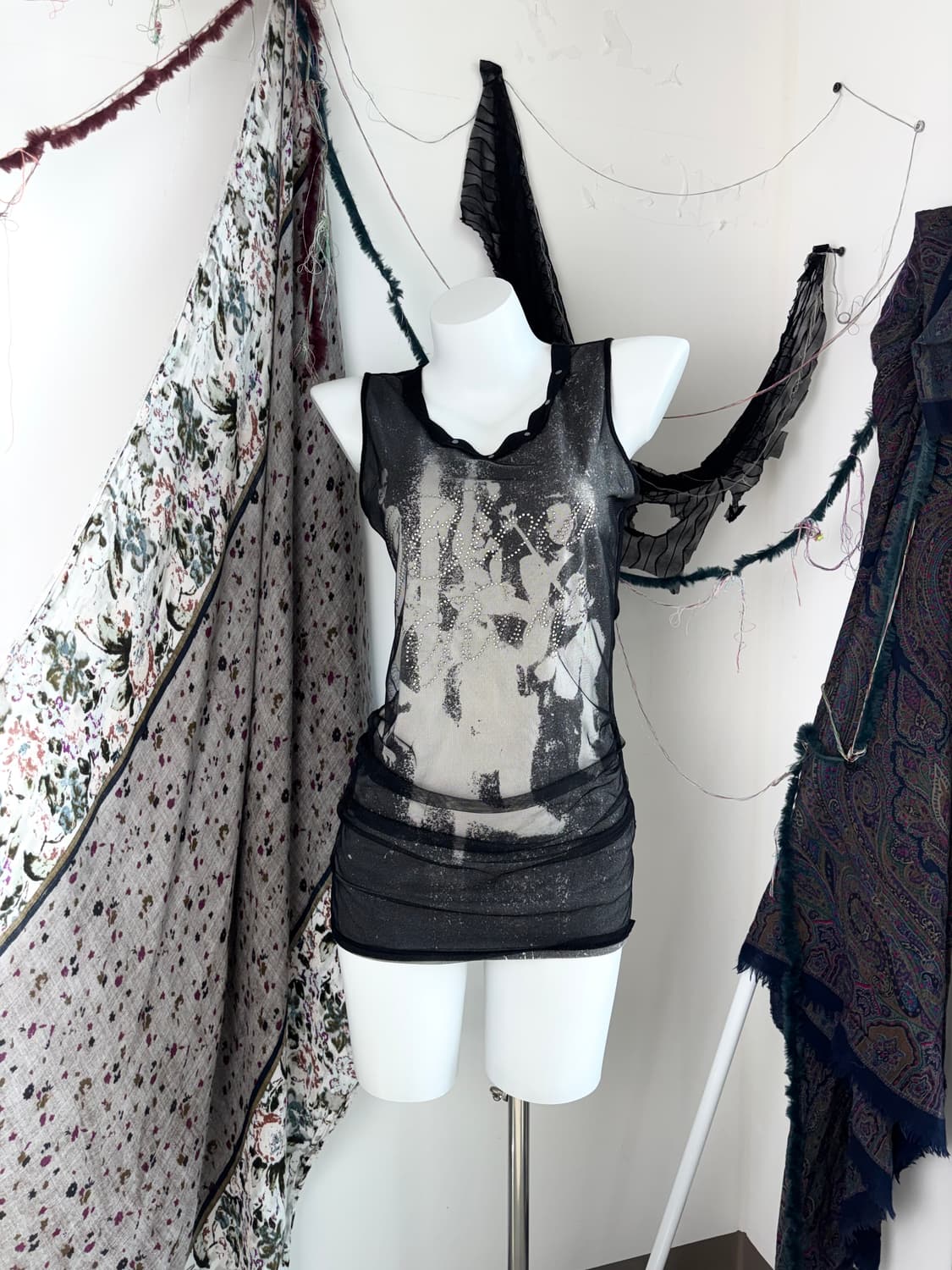 Y2k 느와르 베일 슬리브리스 상품이미지1