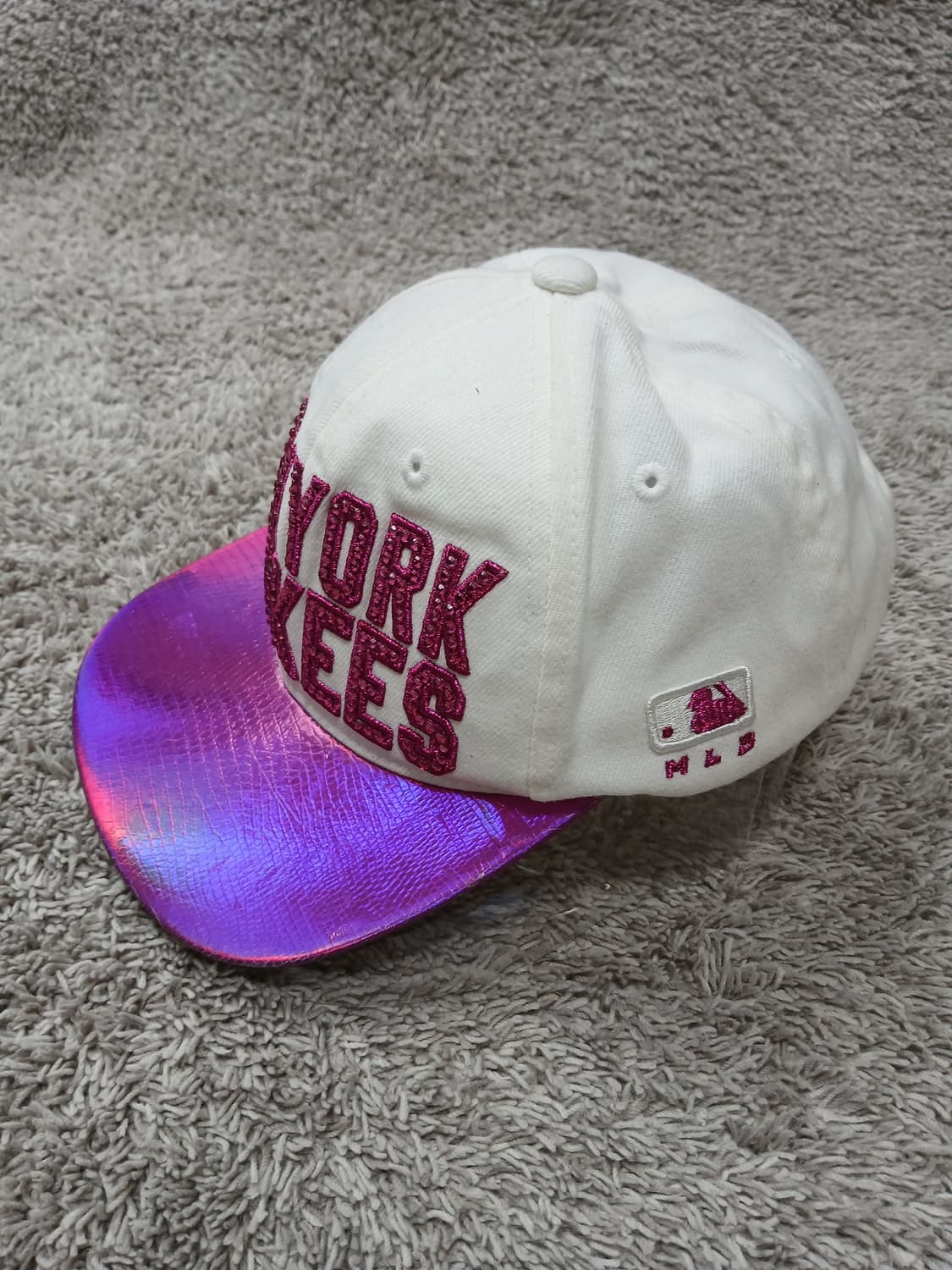 키즈 뉴욕 양키스 스냅백 핑크 메탈릭 챙모자 상품이미지3