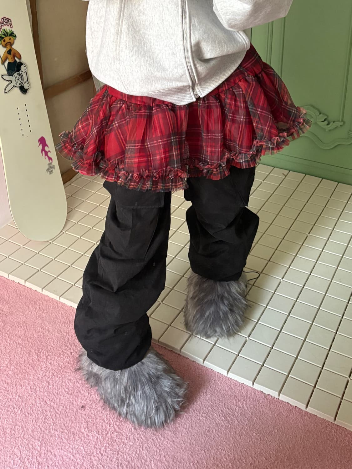 체크 쉬폰치마 상품이미지3