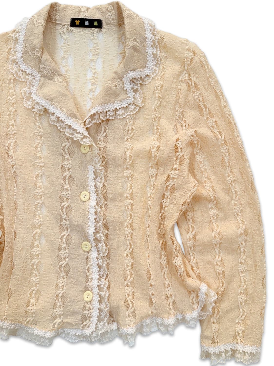 빈티지 오랜지 시스루 레이스 셔츠 상품이미지2