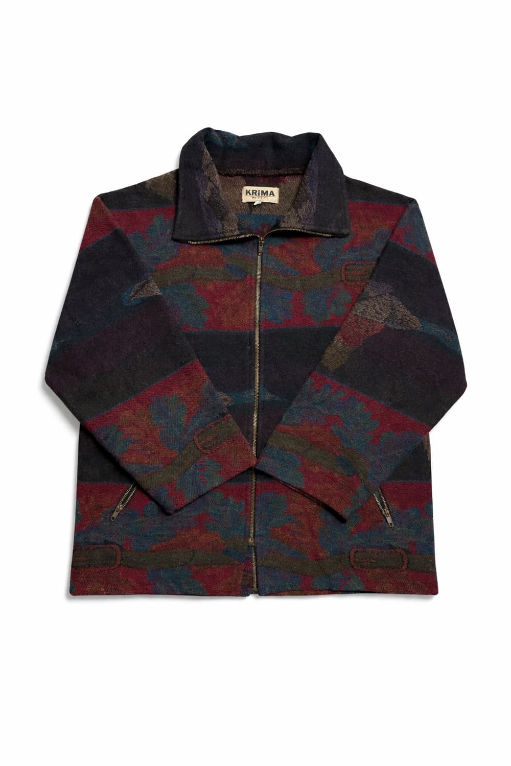EU 80s~90s 이태리 빈티지 아메카지 울혼방 자카드 패턴 집업 자켓 상품이미지1