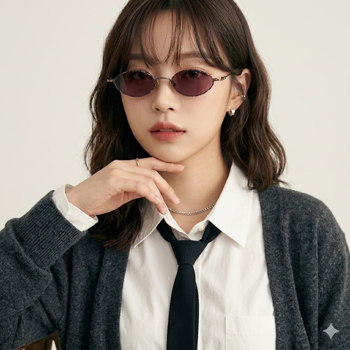 데드스탁 오벌 틴트 딥 퍼플 & 레오파드 메탈 선글라스 상품이미지1