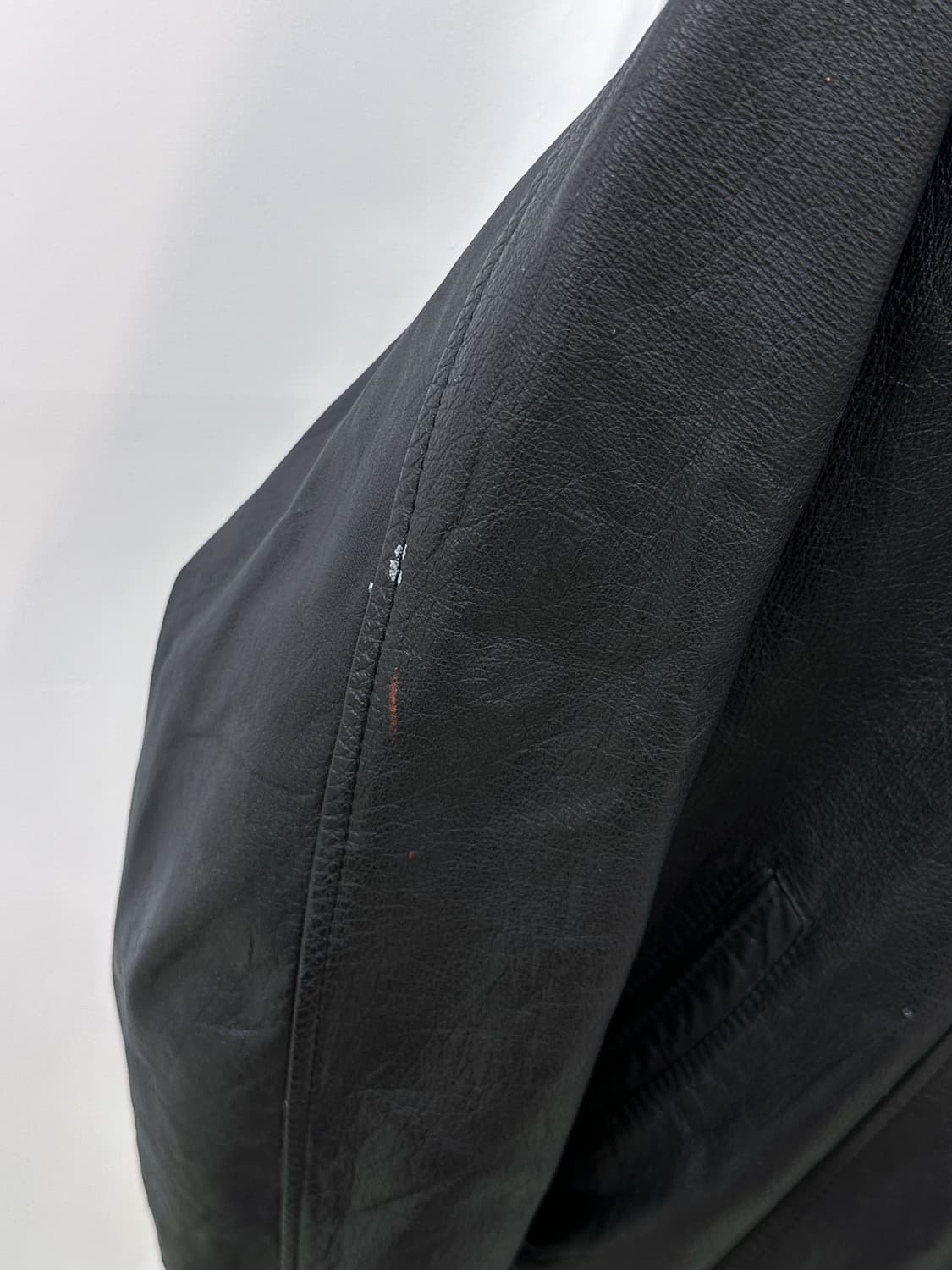black cow leather collar zip jacket 상품이미지6