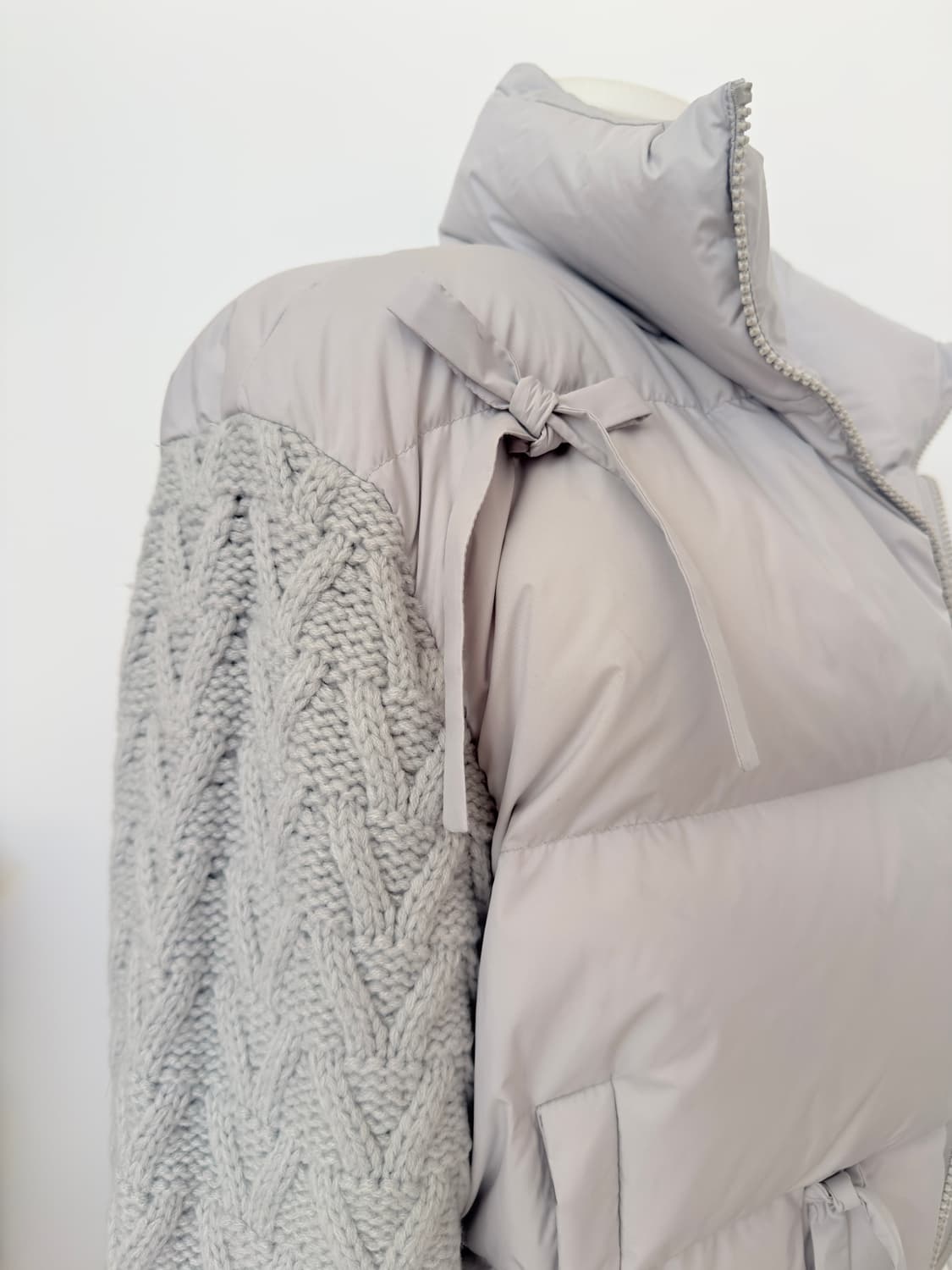 더티스 리본 덕다운 그레이 패딩 상품이미지4