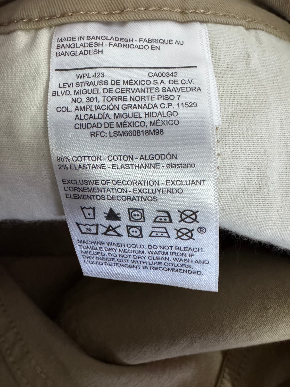 정품 리바이스 시그니처 라인 치노 베이지 면바지 37.7인치 상품이미지5