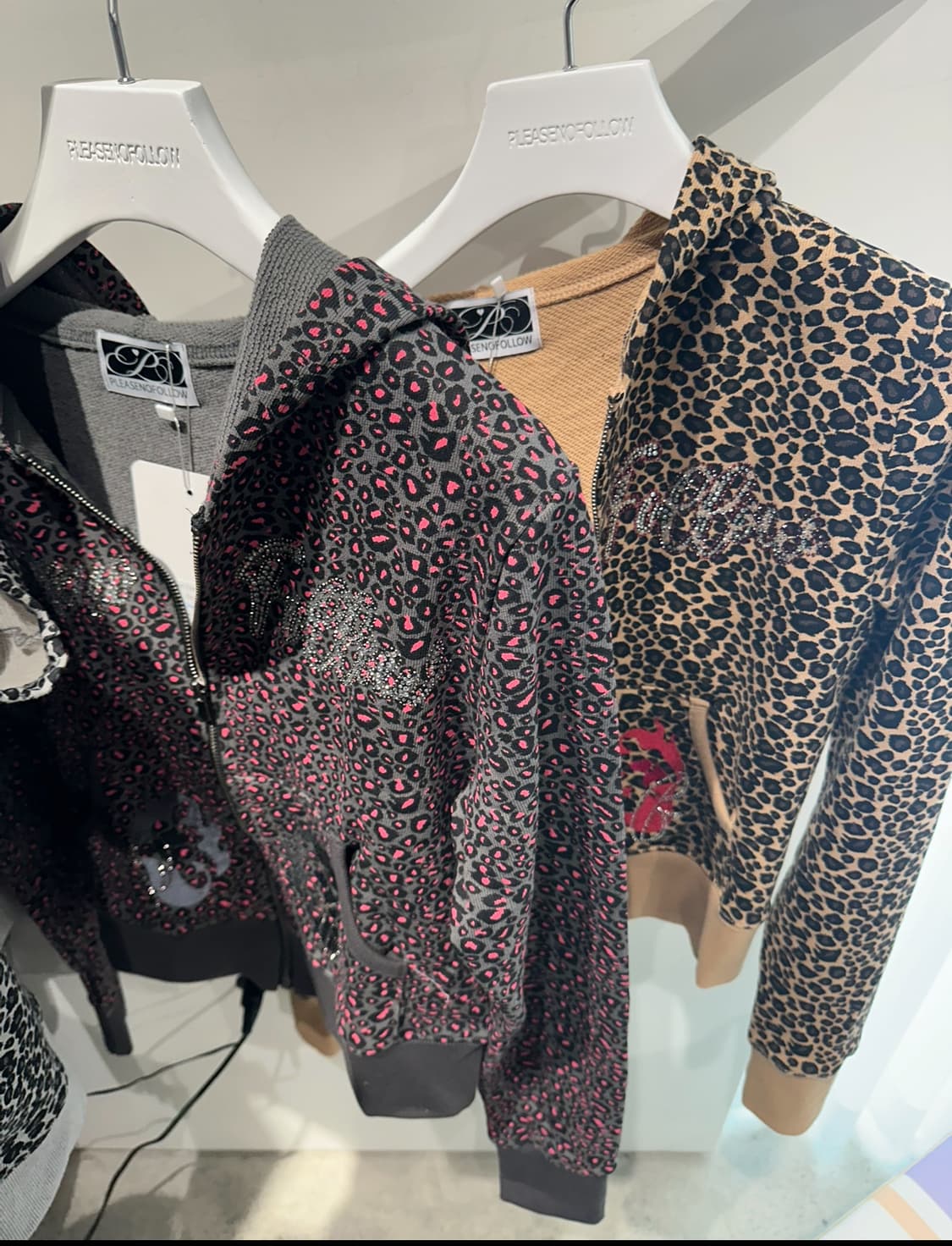 플리즈노팔로우 레오파드 핑크 크리스탈 후드집업 상품이미지1