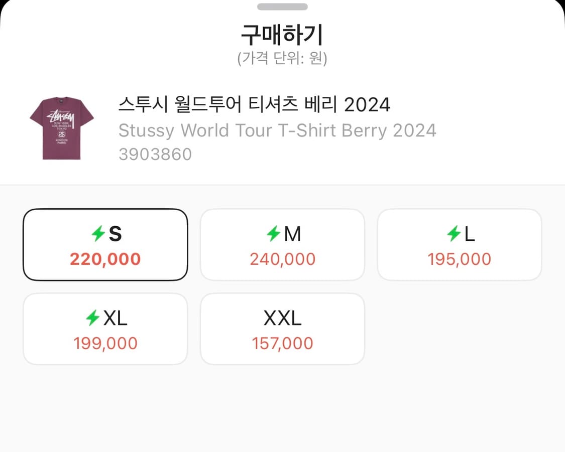 스투시 월드투어 티셔츠 베리 s 상품이미지3