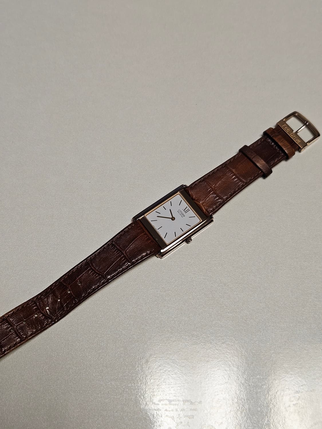 빈티지 시티즌 탱크 에코드라이브 사각 가죽 시계 상품이미지5