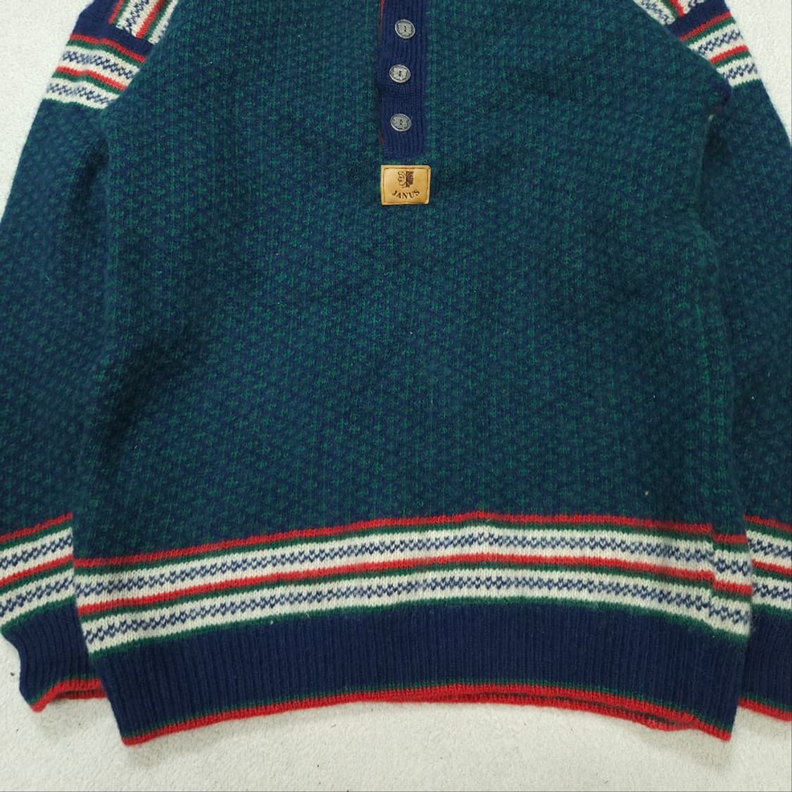 노르웨이 빈티지 버튼 울 니트 L 상품이미지5