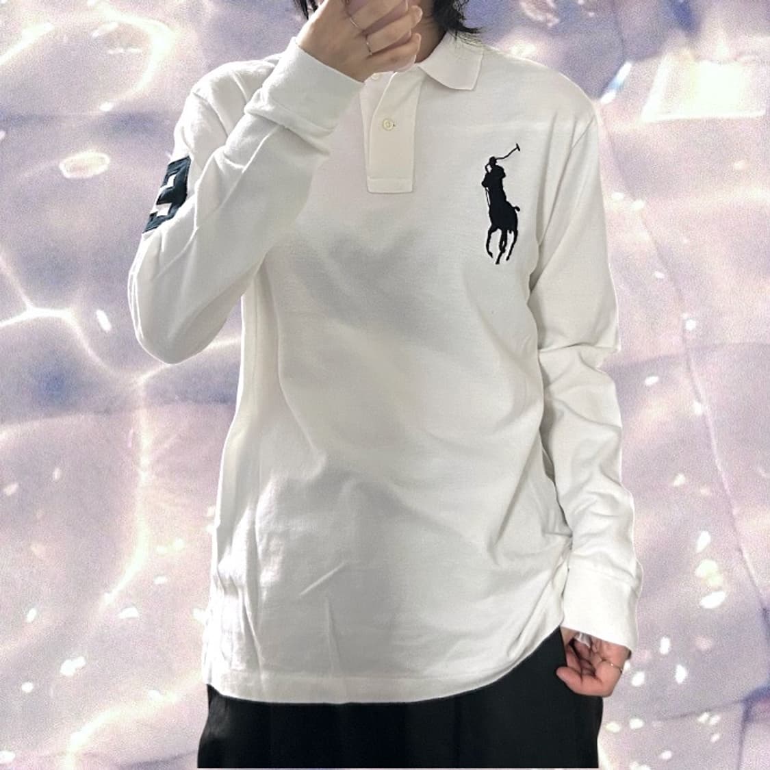 폴로 랄프로렌 신형 빅포니 치프키프 넘버 로고 긴팔 카라 티셔츠 화이트  상품이미지2