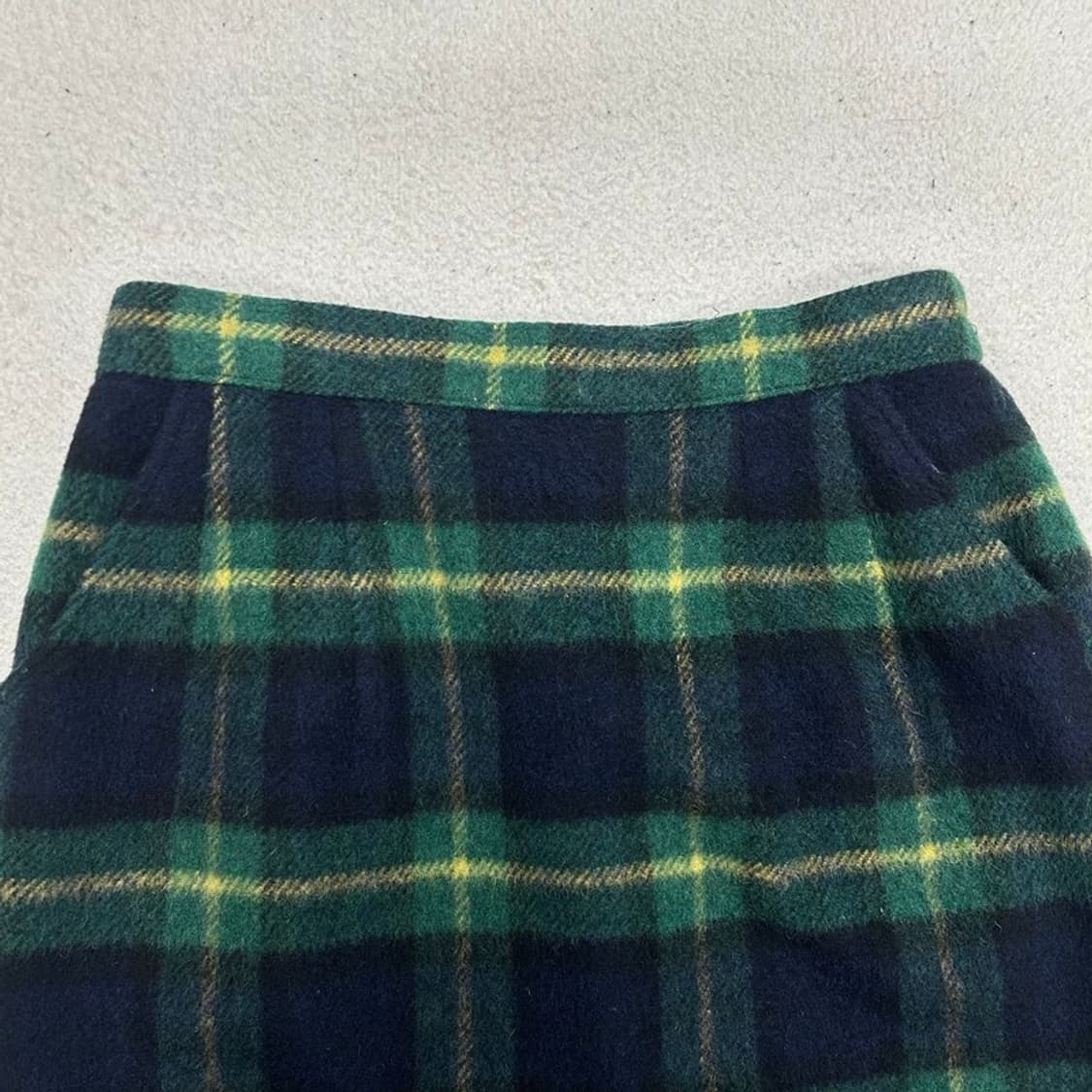 일본판 그린 블루 체크 울 스커트 상품이미지3