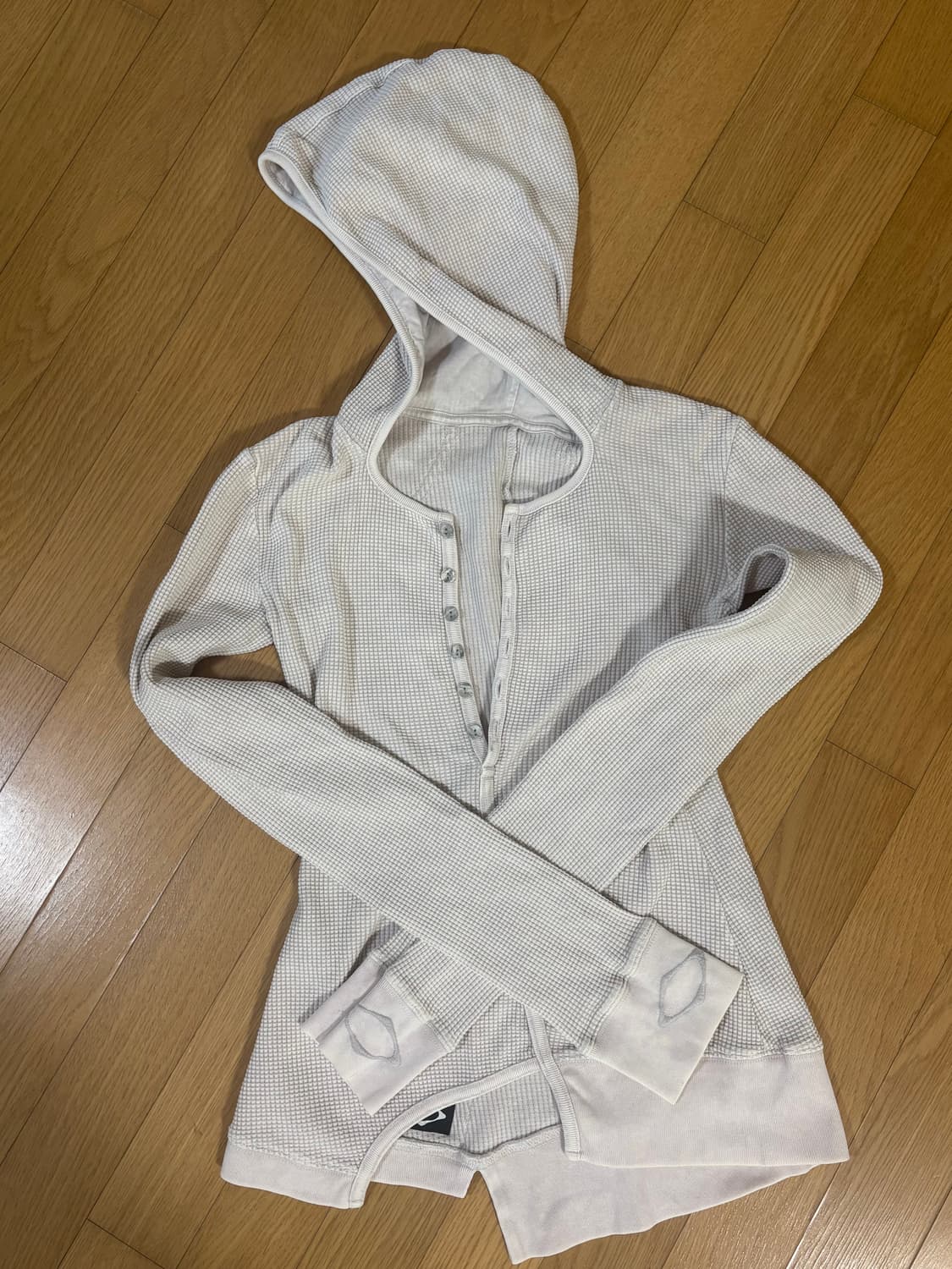 미스치프 레이어드 와플 후드 세트 블리치드 베이지 상품이미지2