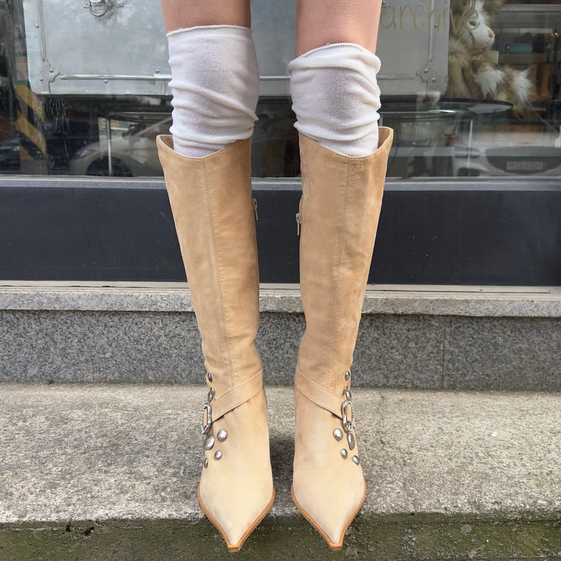 00s ORO 스웨이드 블링 버클 롱 웨스턴 부츠 상품이미지7