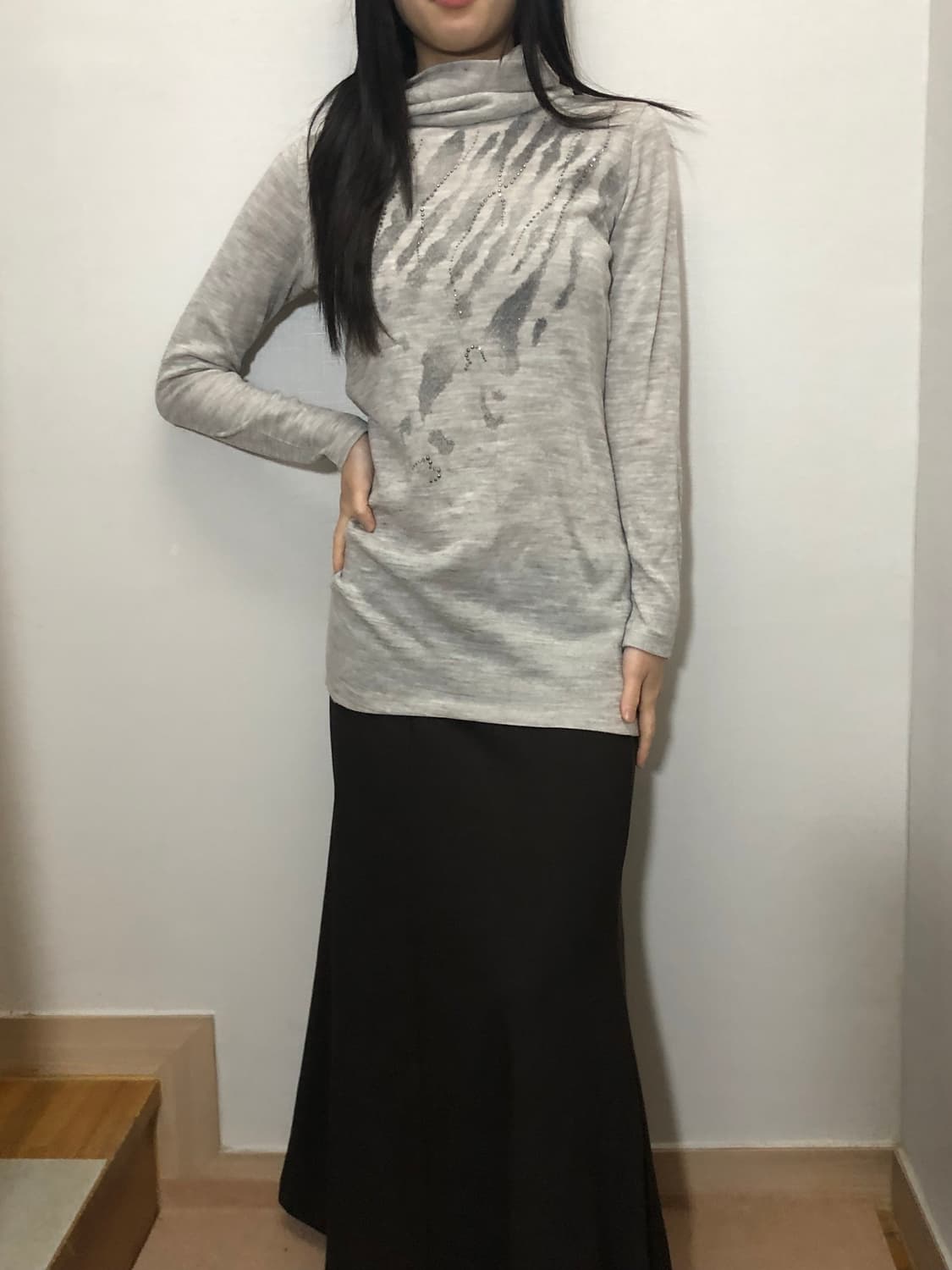 빈티지 라이트 그레이 오리엔탈 탑 상품이미지3