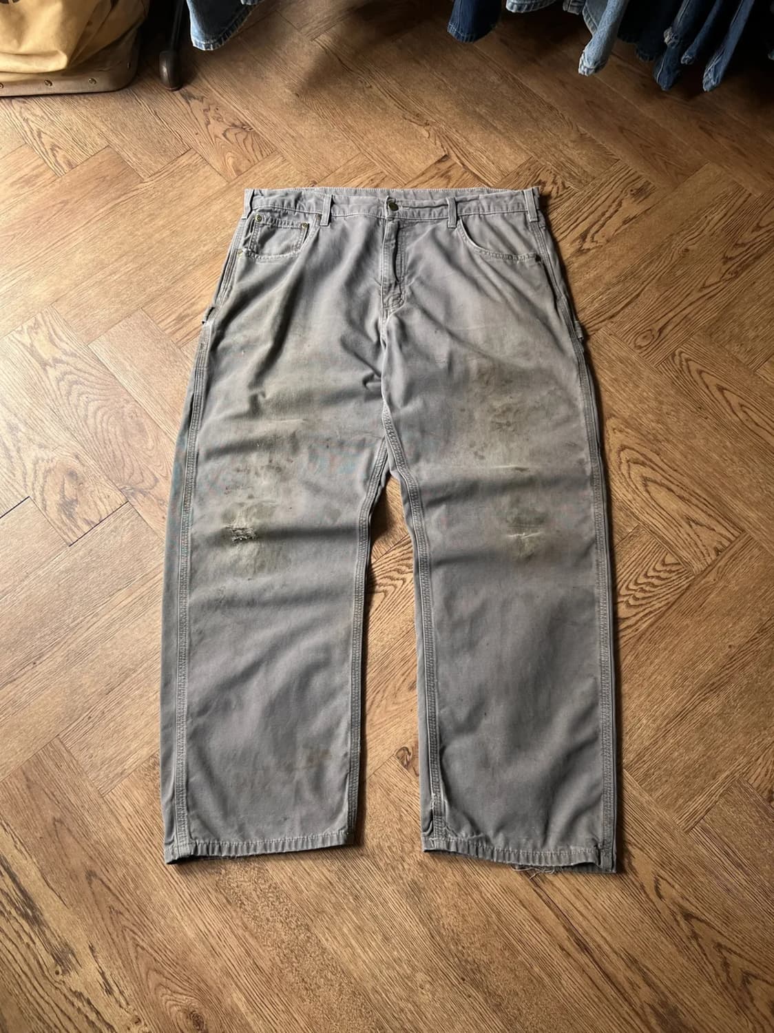 [38]칼하트 USA 더티워싱 차콜 싱글니 카펜터 워크 팬츠 상품이미지1