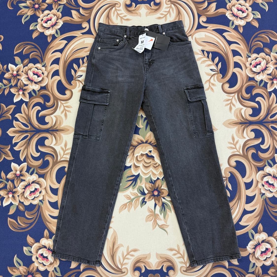 (M)그루브라임 Groove rhyme 흑청 카고데님팬츠(새상품) 상품이미지1