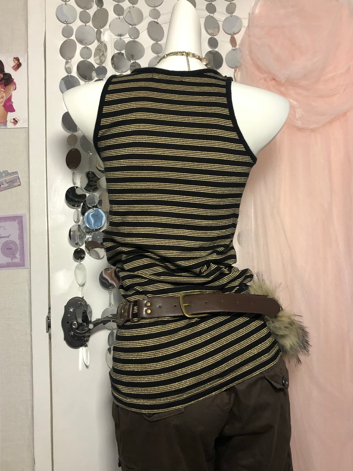 Glitter gold stripe sleeveless 상품이미지2