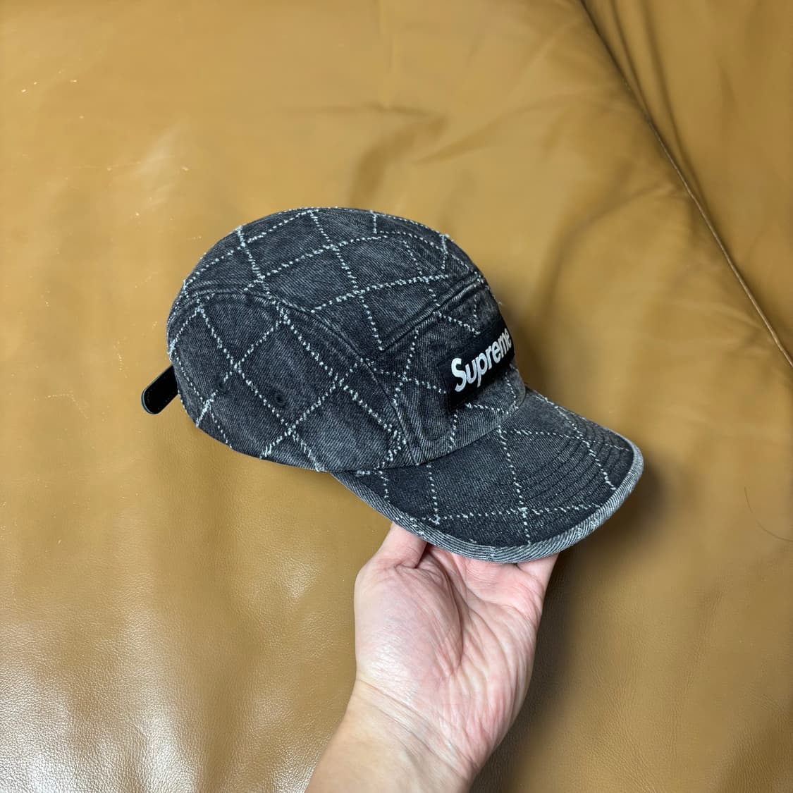 슈프림 캠프캡 모자 박스로고 23FW 펀치드 데님 블랙 상품이미지3